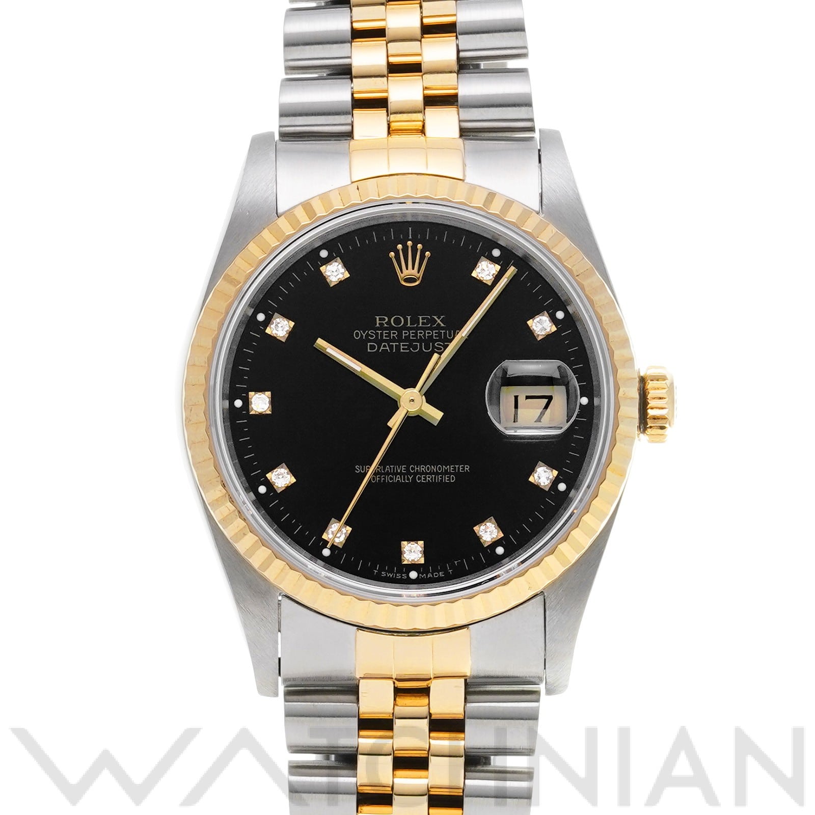 ロレックス デイトジャスト 16233G ブラック/ダイヤモンド メンズ 時計 【中古】【wristwatch】