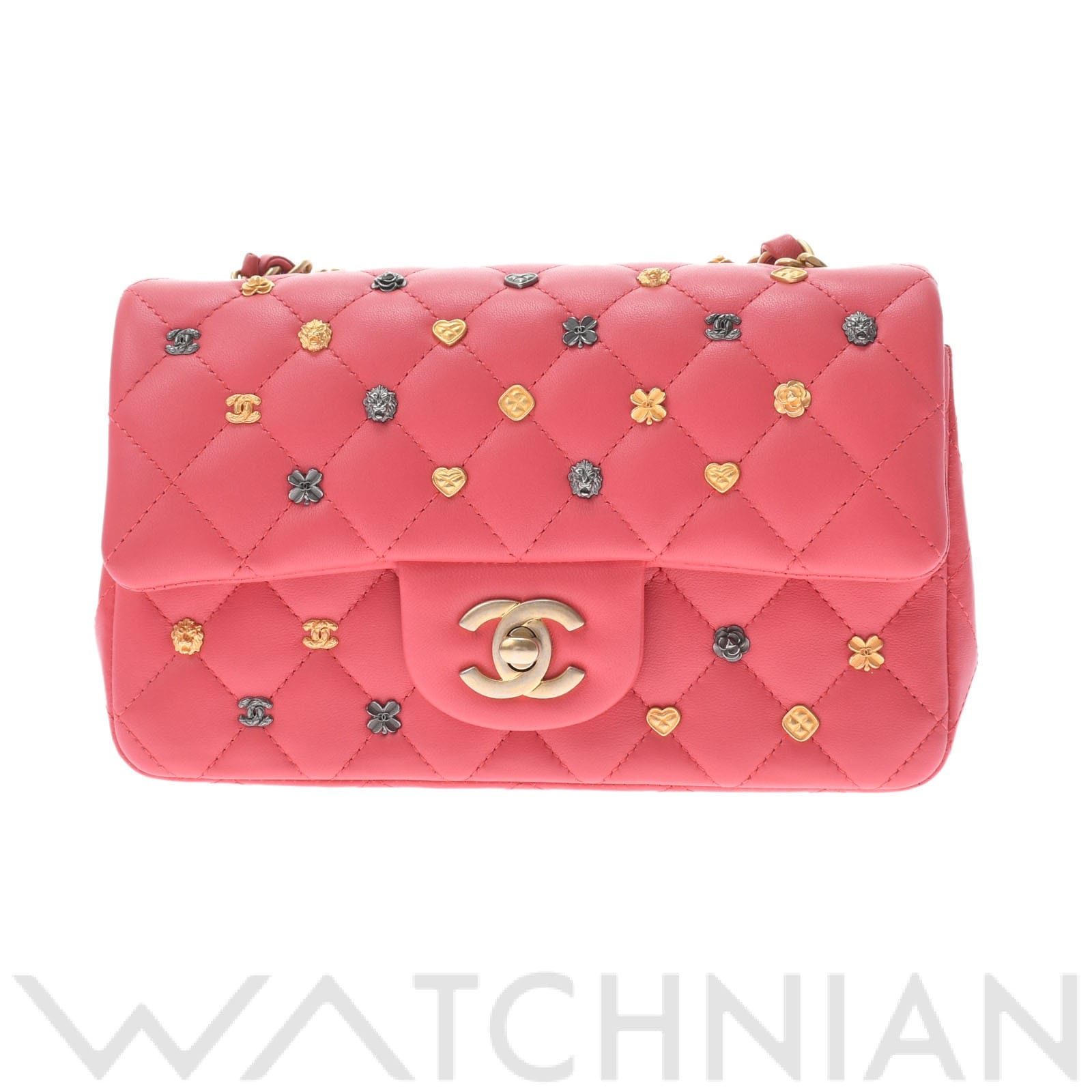 マトラッセ ミニフラップバッグ 20 ピンク/ゴールド金具 A69900 ラムスキン CHANEL シャネル レディース 【中古】
