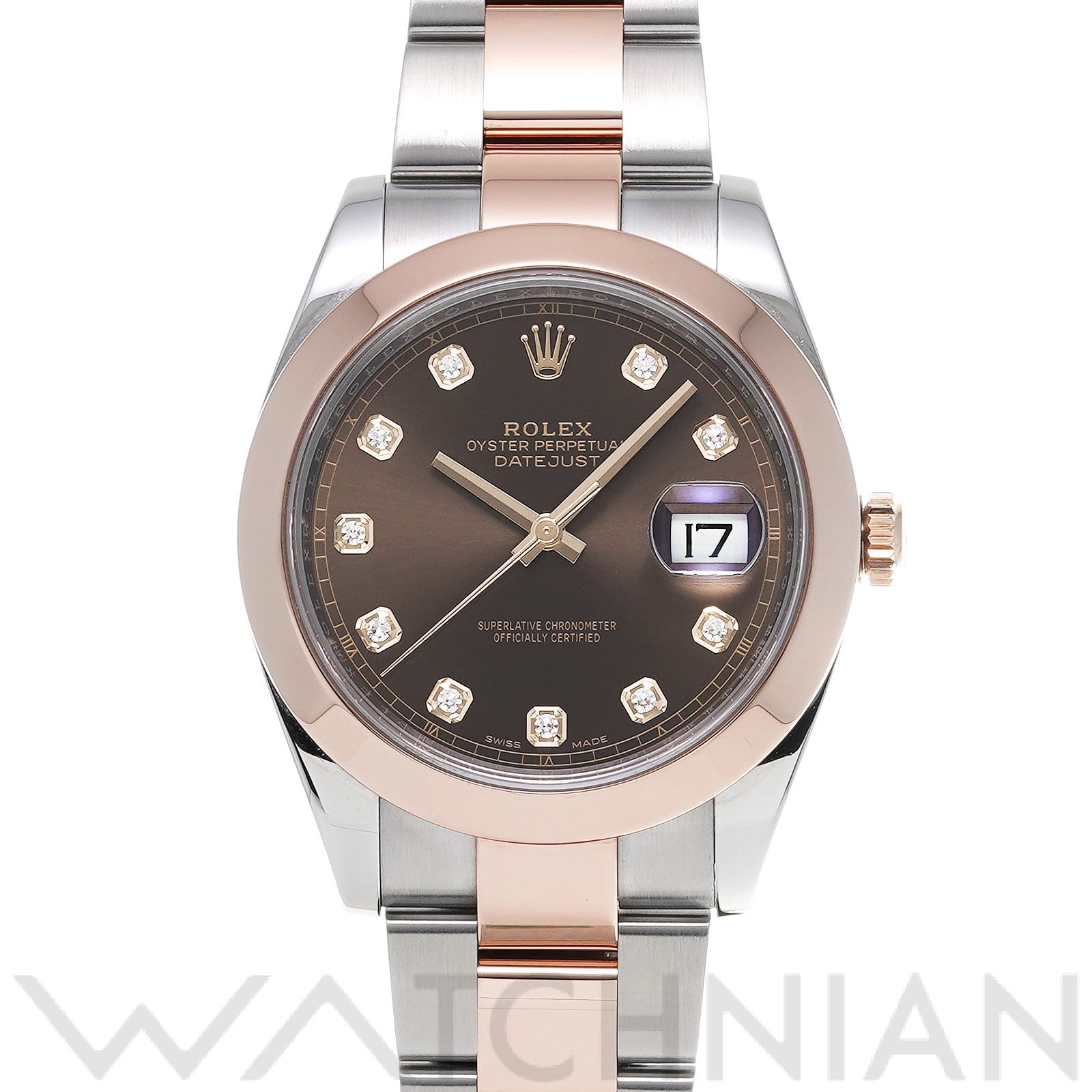 ロレックス デイトジャスト 41 126301G チョコレートブラウン/ダイヤモンド メンズ 時計 【中古】【wristwatch】