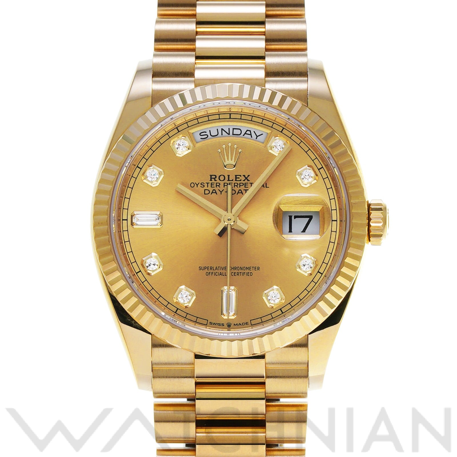 ロレックス デイデイト 36 128238A シャンパン/ダイヤモンド メンズ 時計 【中古】【wristwatch】