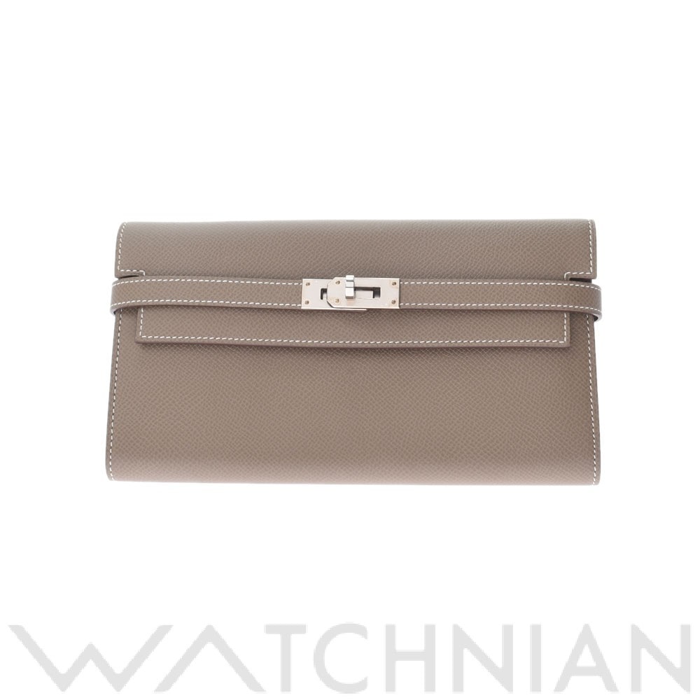エルメス ケリーウォレット ロング エトゥープ/パラジウム具 ヴォーエプソン レディース 財布 【未使用】【purse】
