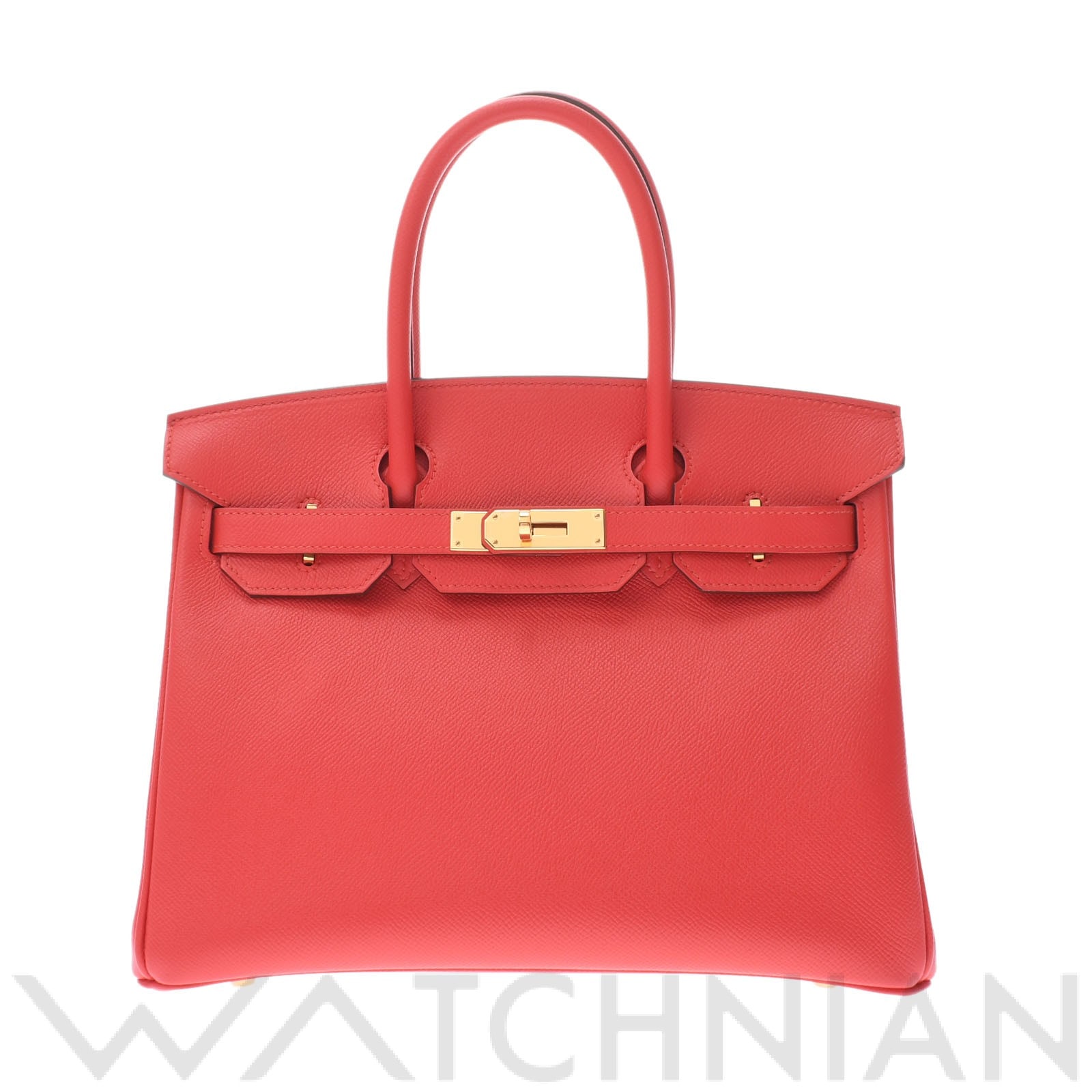 バーキン 30 ルージュトマト/ゴールド金具 ヴォーエプソン HERMES エルメス レディース 【中古】