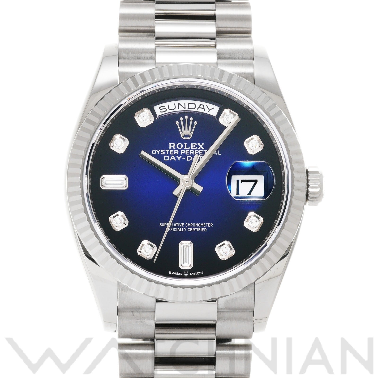 ロレックス デイデイト 36 128239A ブルーオンブレ/ダイヤモンド メンズ 時計 【中古】【wristwatch】