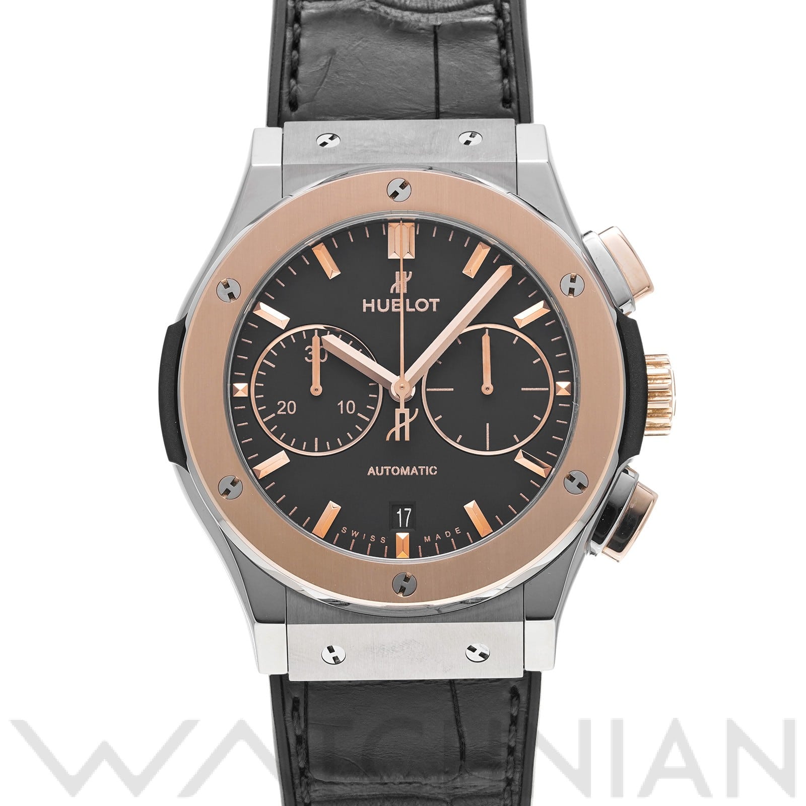 クラシックフュージョン チタニウム キングゴールド クロノグラフ 521.NO.1181.LR ブラック ウブロ HUBLOT メンズ 【中古】