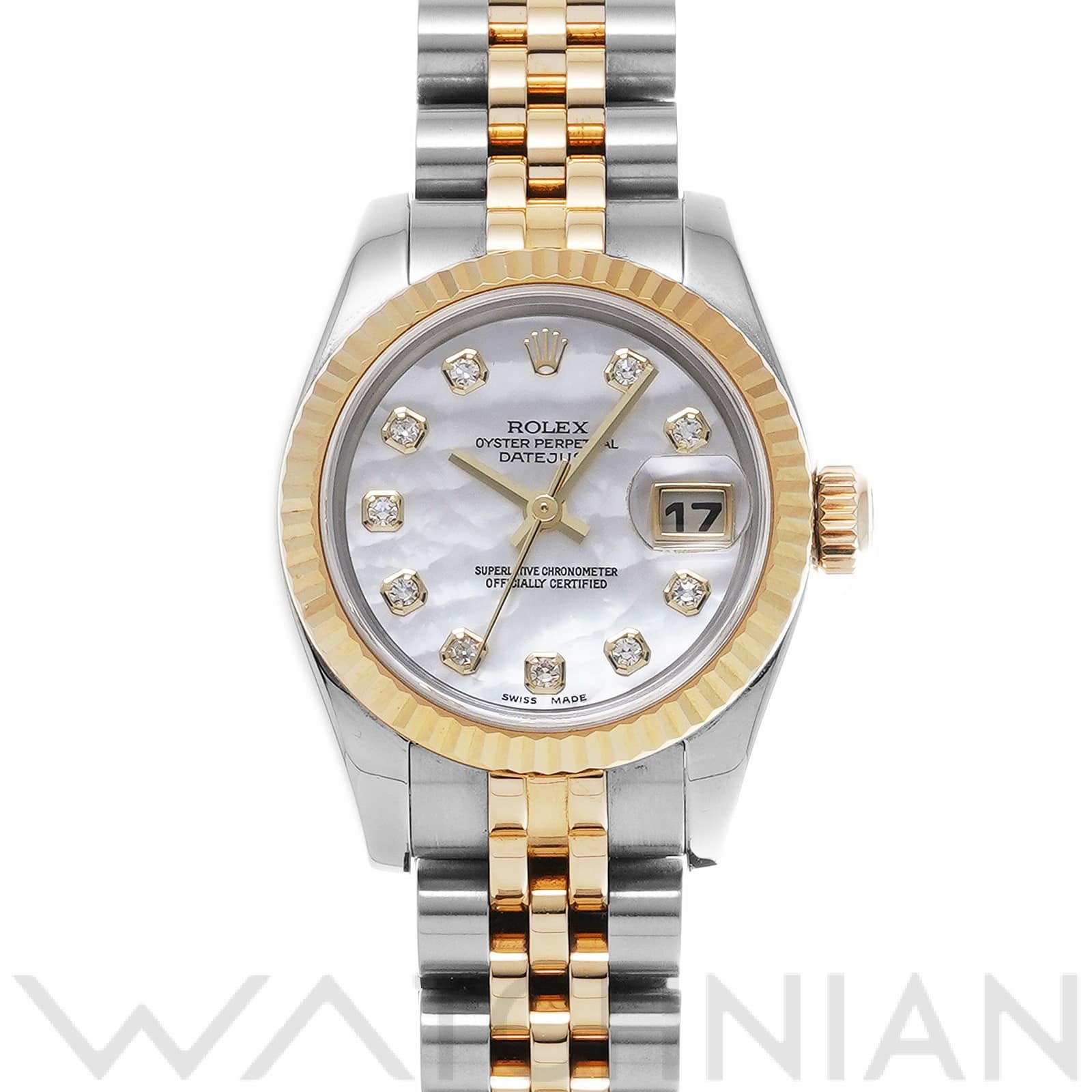 ロレックス レディ デイトジャスト 26 179173NG ホワイトシェル/ダイヤモンド レディース 時計 【中古】【wristwatch】