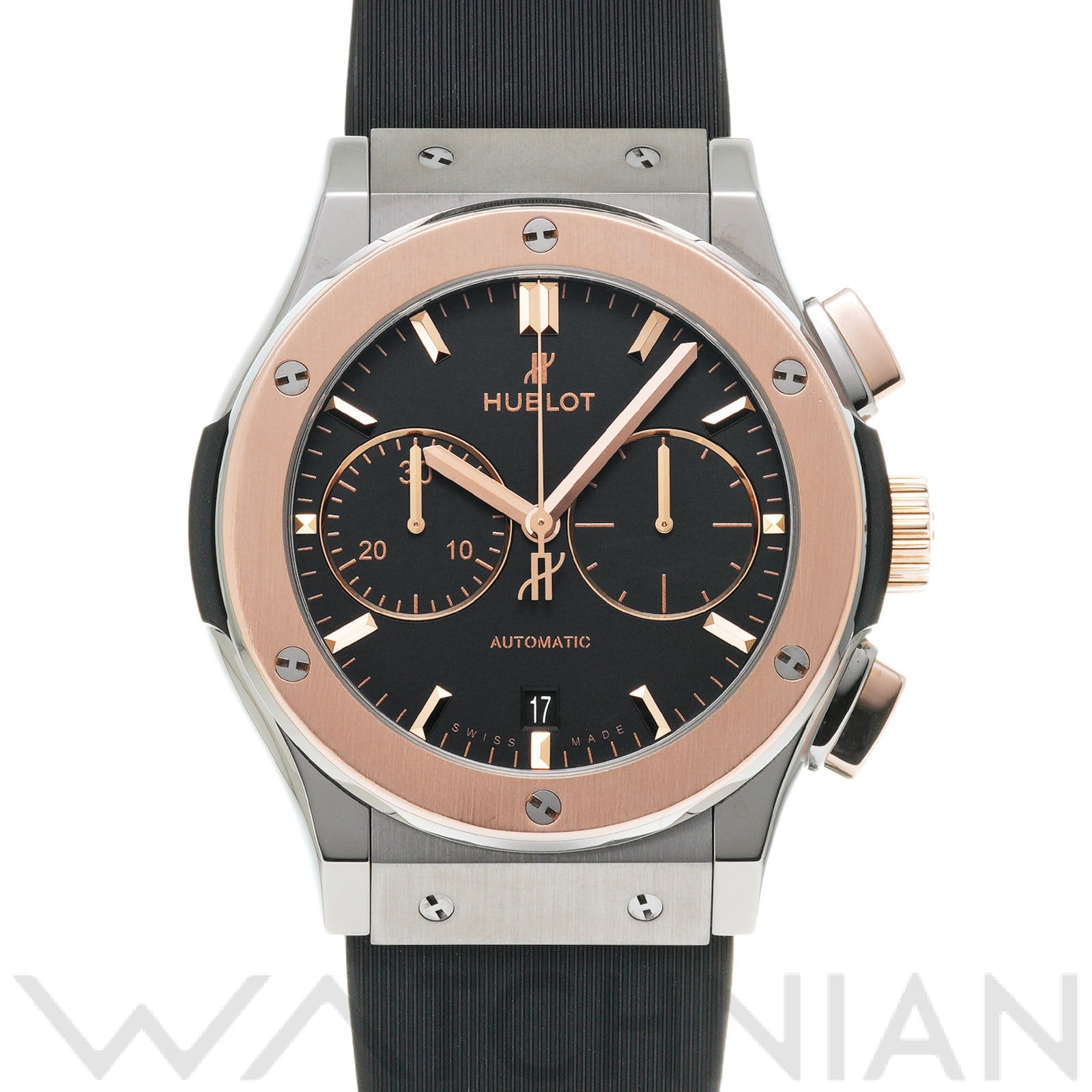 クラシックフュージョン チタニウム キングゴールド クロノグラフ 521.NO.1181.RX ブラック ウブロ HUBLOT メンズ 【中古】