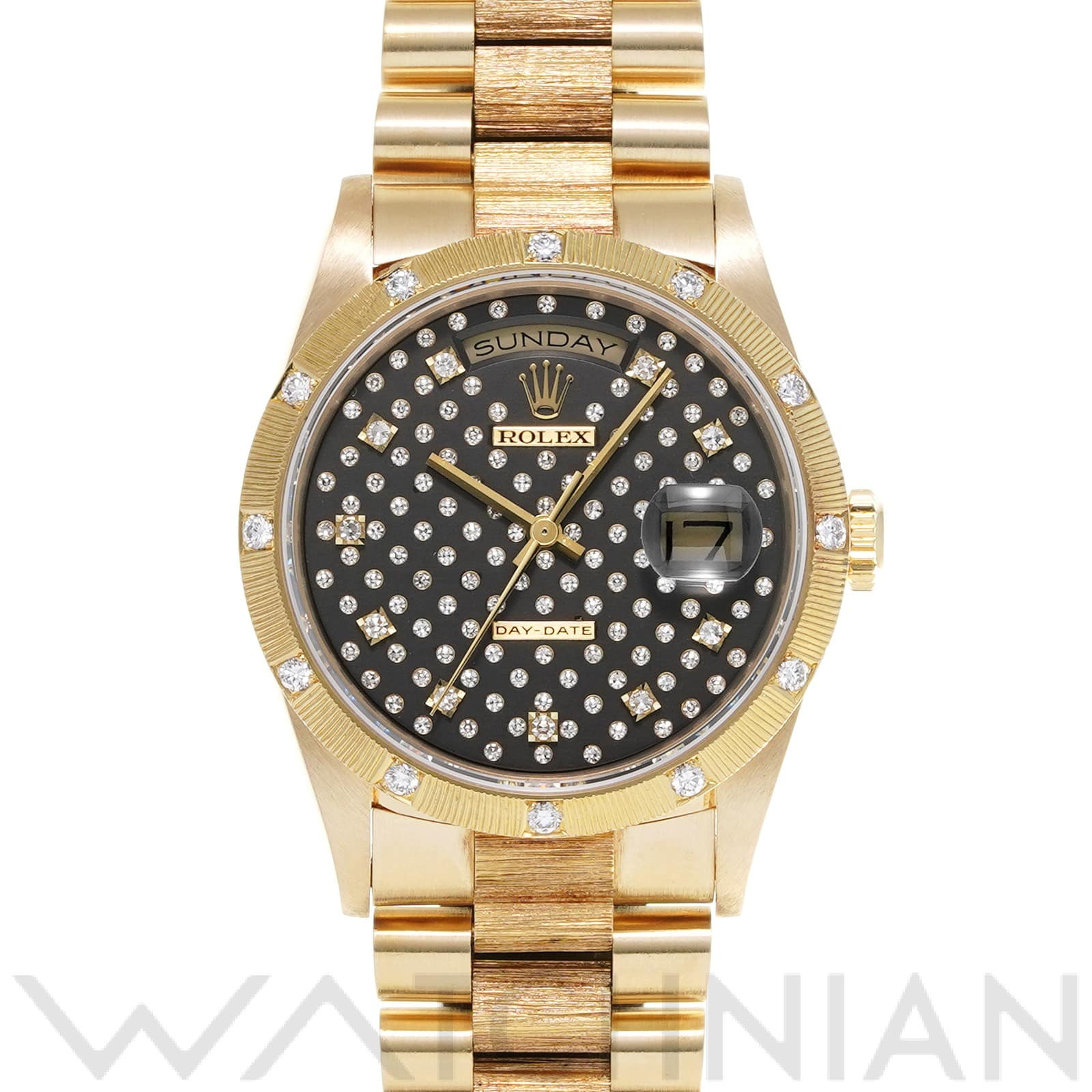 ロレックス デイデイト 36 バーク 18308 ブラック/ダイヤモンド メンズ 時計 【中古】【wristwatch】