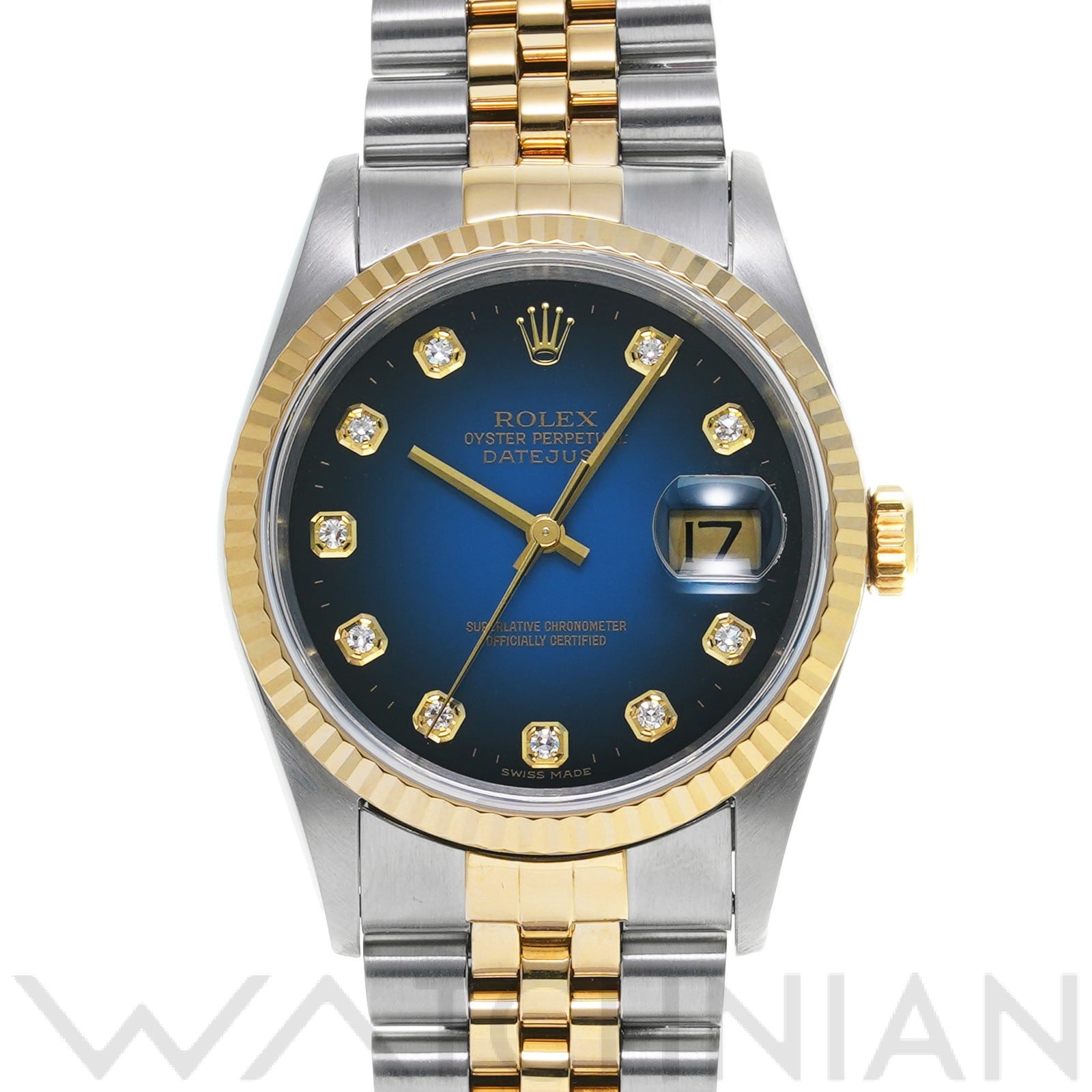 ロレックス デイトジャスト 16233G ブルー・グラデーション/ダイヤモンド メンズ 時計 【中古】【wristwatch】