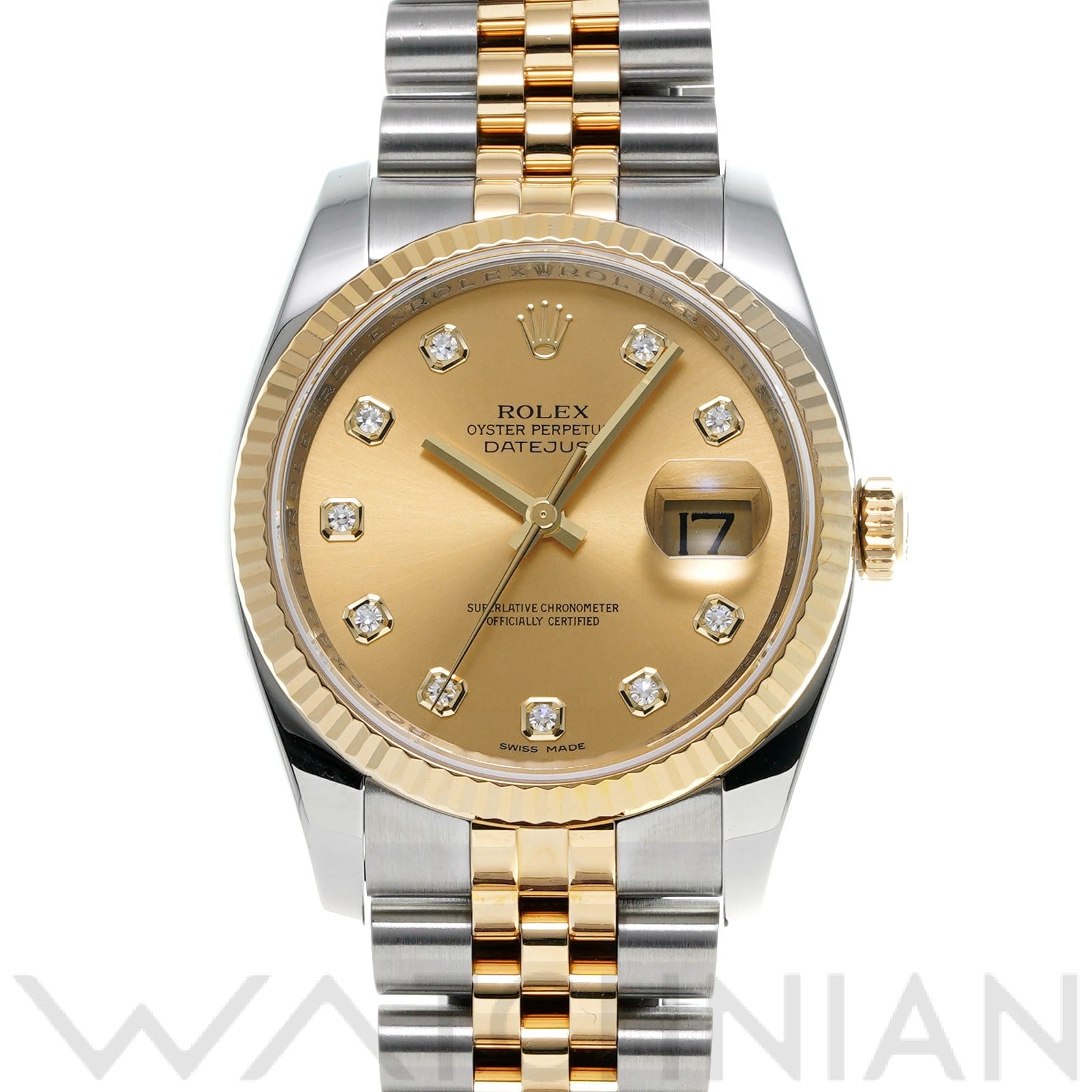 ロレックス デイトジャスト 36 116233G シャンパン/ダイヤモンド メンズ 時計 【中古】【wristwatch】