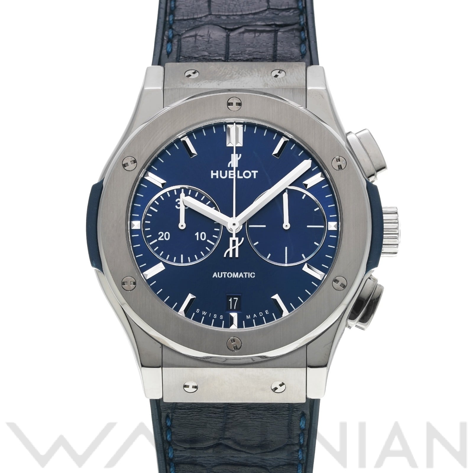 クラシックフュージョン クロノグラフ チタニウム ブルー 521.NX.7170.LR ブルー ウブロ HUBLOT メンズ 【中古】