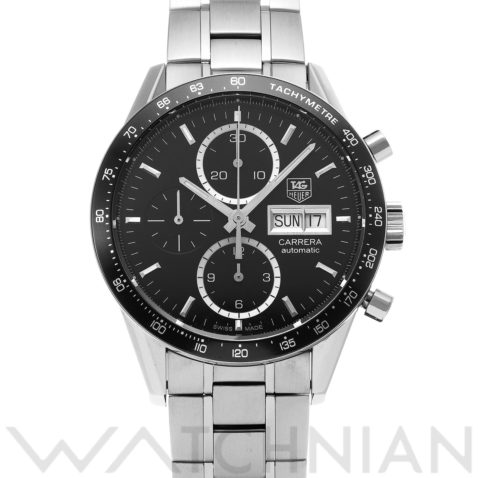 タグ ホイヤー / TAG HEUER カレラ キャリバー16 クロノグラフ デイデイト CV201AG.BA0725 ブラック メンズ 時計 【中古】【wristwatch】