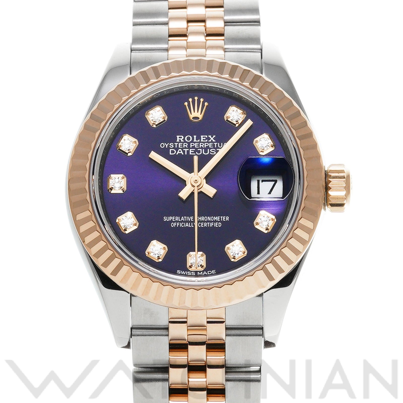 ロレックス レディ デイトジャスト 28 279171G オーベルジーヌ/ダイヤモンド レディース 時計 【中古】【wristwatch】