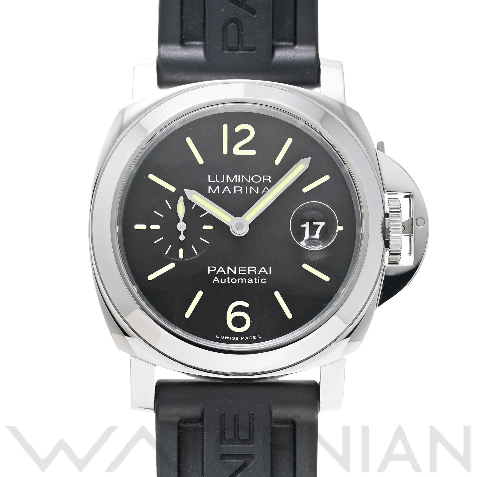 ルミノールマリーナ オートマティック アッチャイオ PAM01104 U番(2018年製造) ブラック パネライ OFFICINE PANERAI メンズ 【中古】