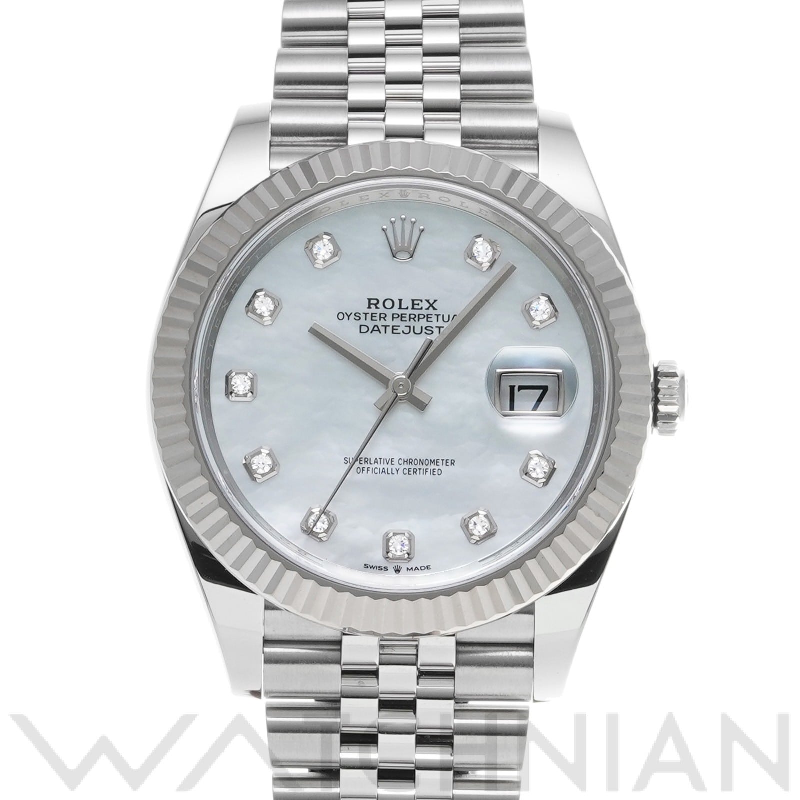 デイトジャスト 41 126334NG ランダムシリアル ホワイトシェル/ダイヤモンド ロレックス ROLEX メンズ 【中古】