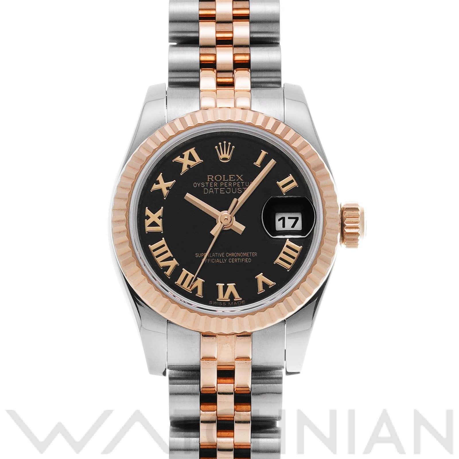 ロレックス レディ デイトジャスト 26 179171NR ブラック レディース 時計 【中古】【wristwatch】