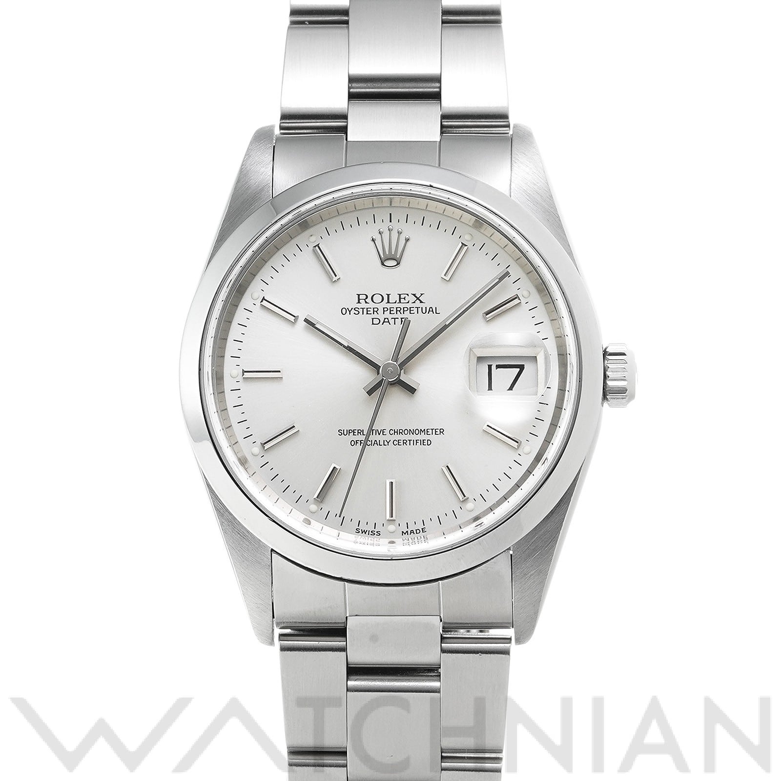 ロレックス オイスターパーペチュアル デイト 34 15200 シルバー メンズ 時計 【中古】【wristwatch】