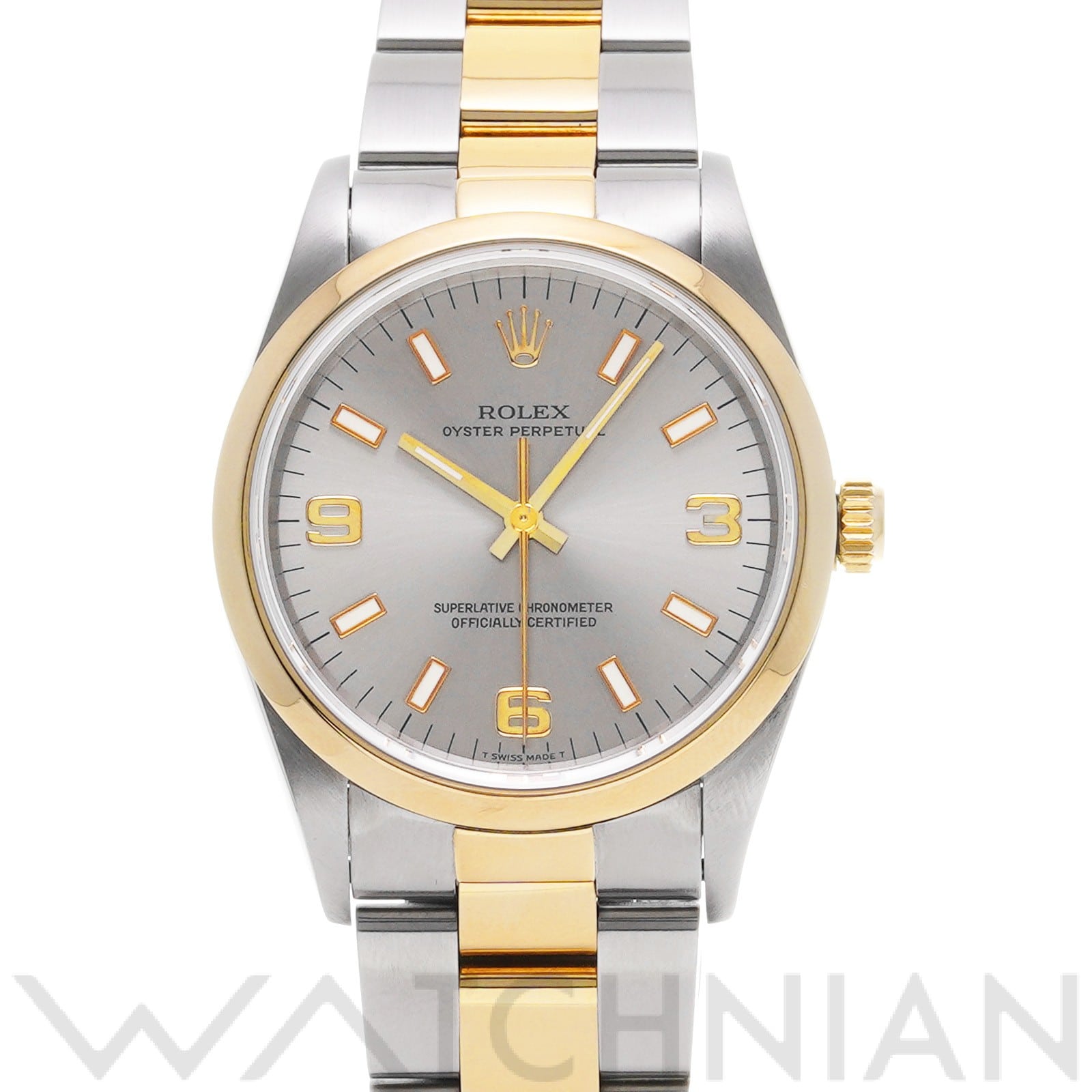 ロレックス オイスターパーペチュアル 34 14203 グレー メンズ 時計 【中古】【wristwatch】