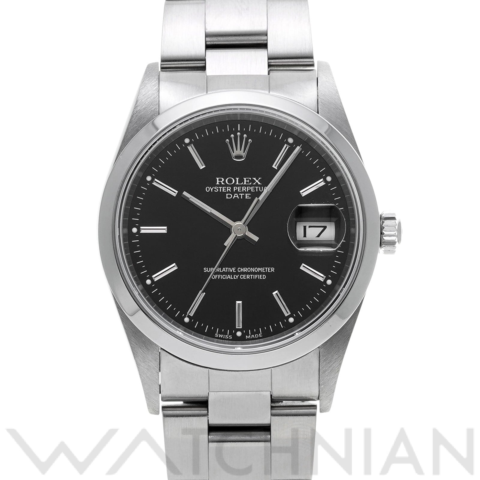 ロレックス オイスターパーペチュアル デイト 34 15200 ブラック メンズ 時計 【中古】【wristwatch】