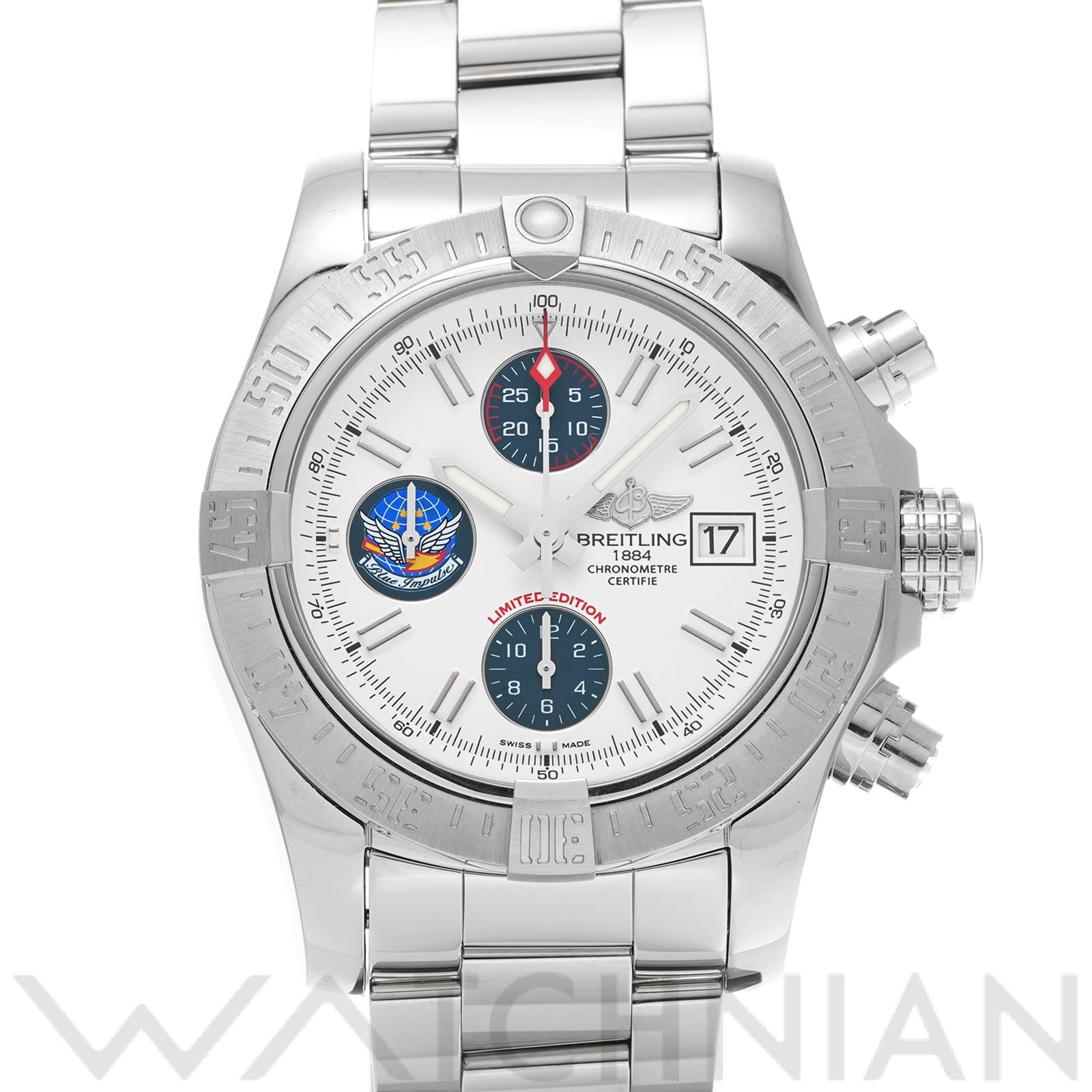 ブライトリング / BREITLING アベンジャーII ブルーインパルス A133811A/A811 ホワイト/ブルー メンズ 時計 【中古】【wristwatch】