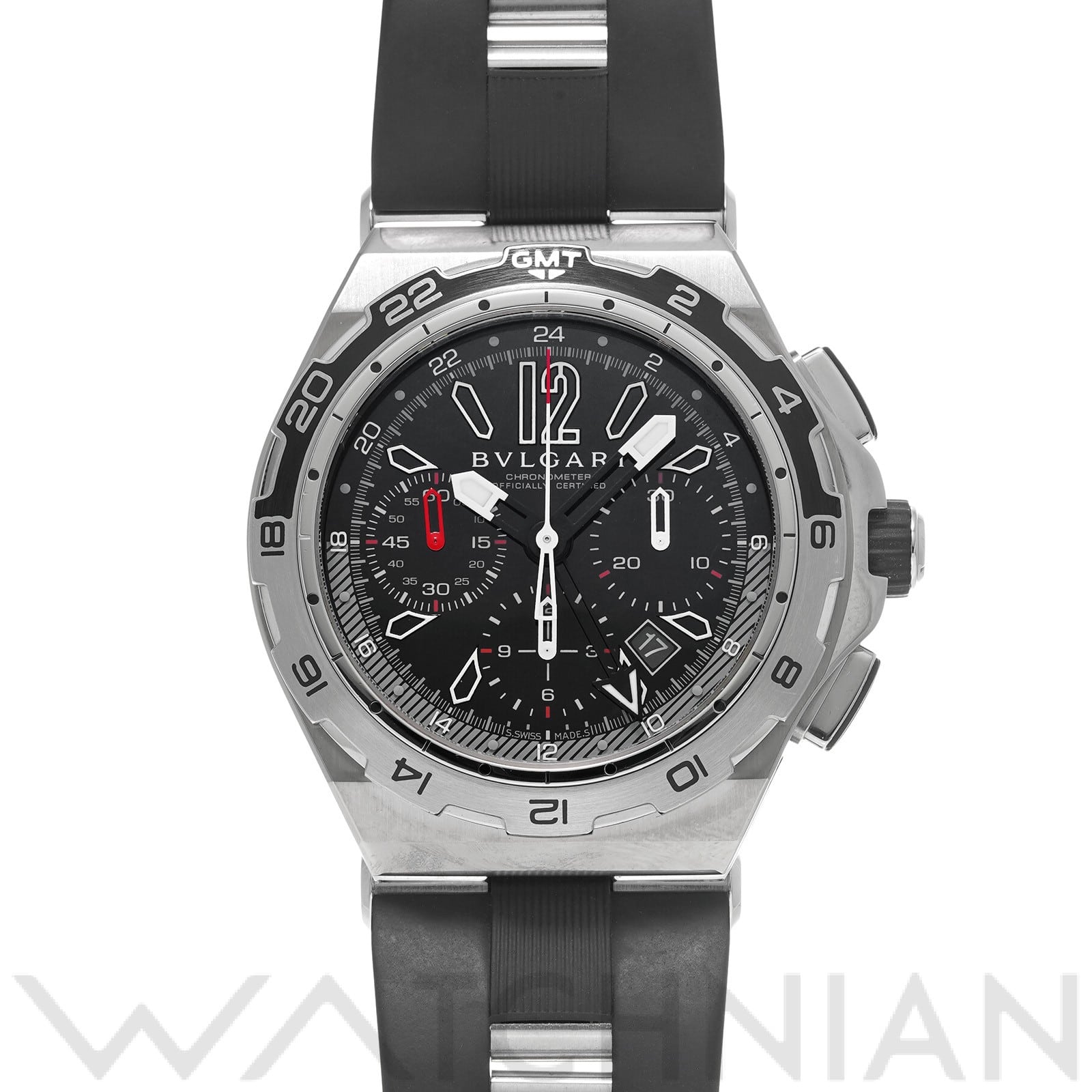 ディアゴノ プロフェッショナル X-PRO DP45STVCH/GMT ブラック ブルガリ BVLGARI メンズ 【中古】