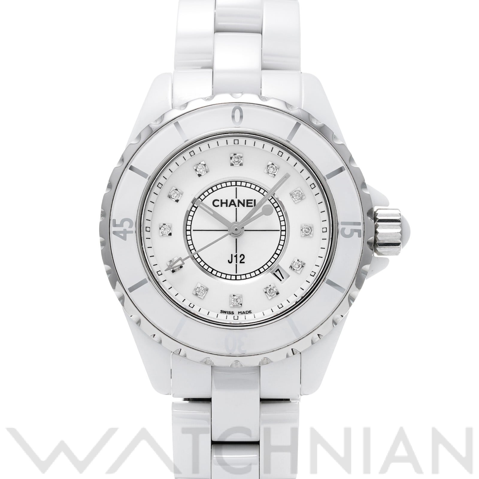 シャネル / CHANEL J12 33MM H1628 ホワイト/ダイヤモンド レディース 時計 【中古】【wristwatch】
