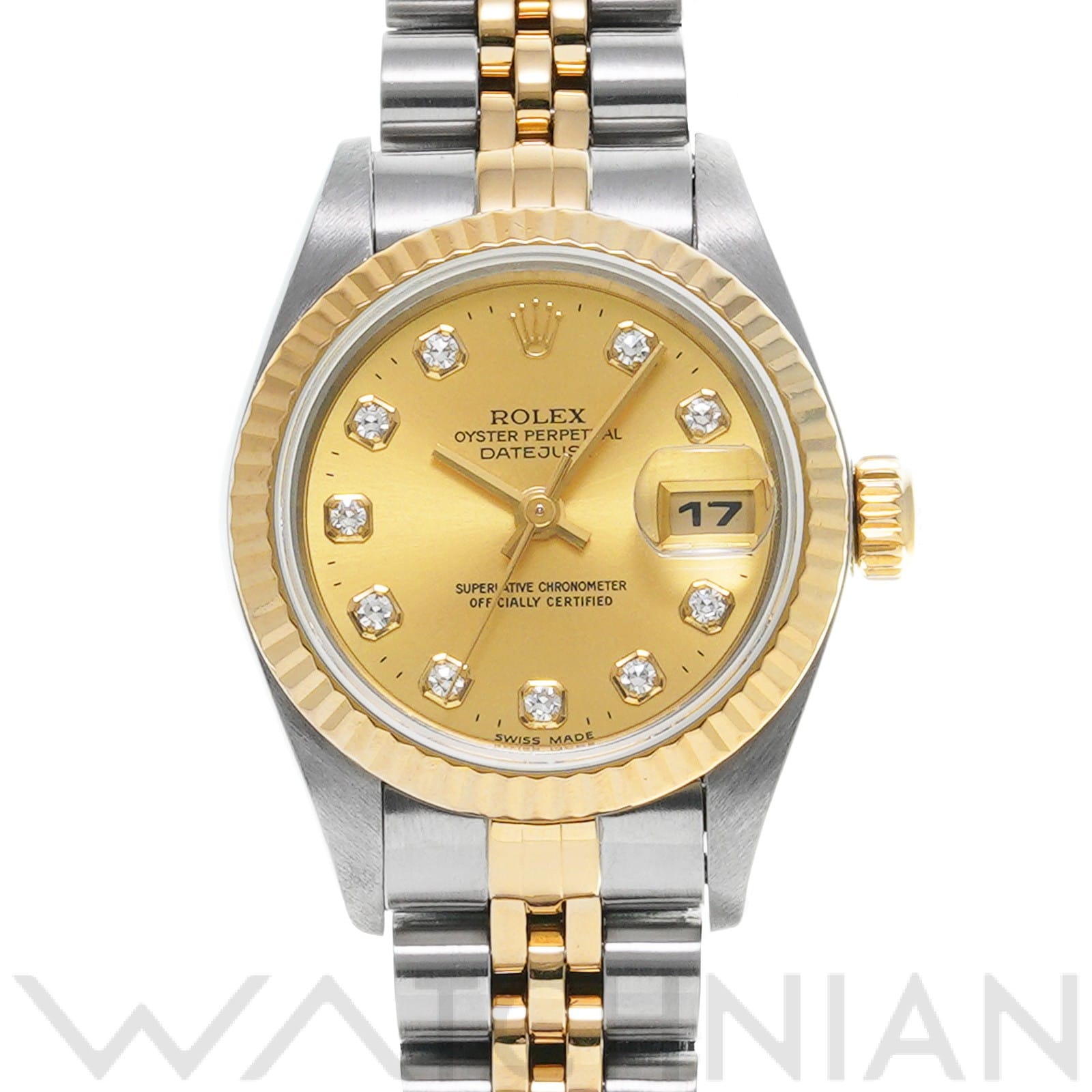 デイトジャスト 69173G U番(1997年頃製造) シャンパン/ダイヤモンド ロレックス ROLEX レディース 【中古】
