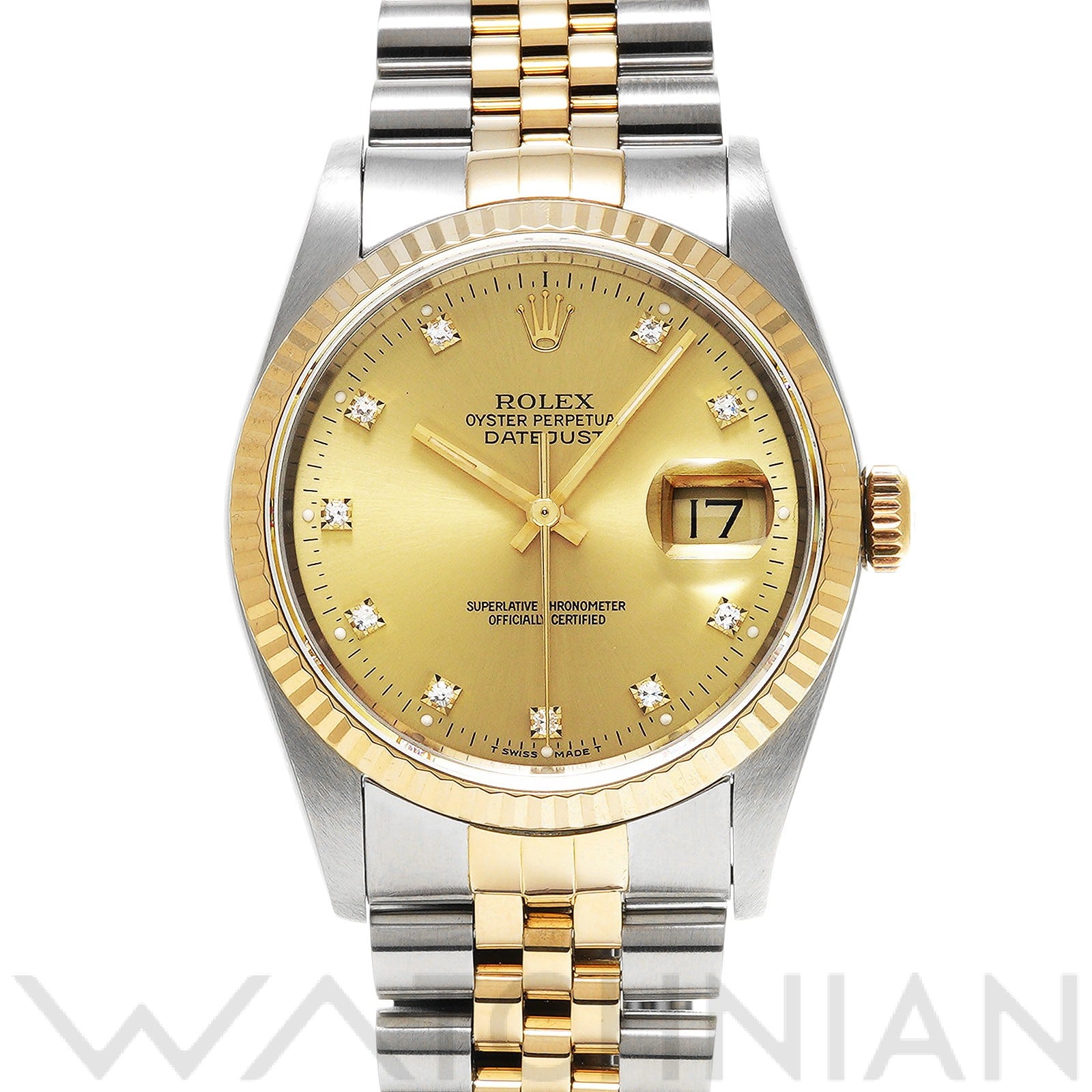 ロレックス デイトジャスト 16233G シャンパン/ダイヤモンド メンズ 時計 【中古】【wristwatch】