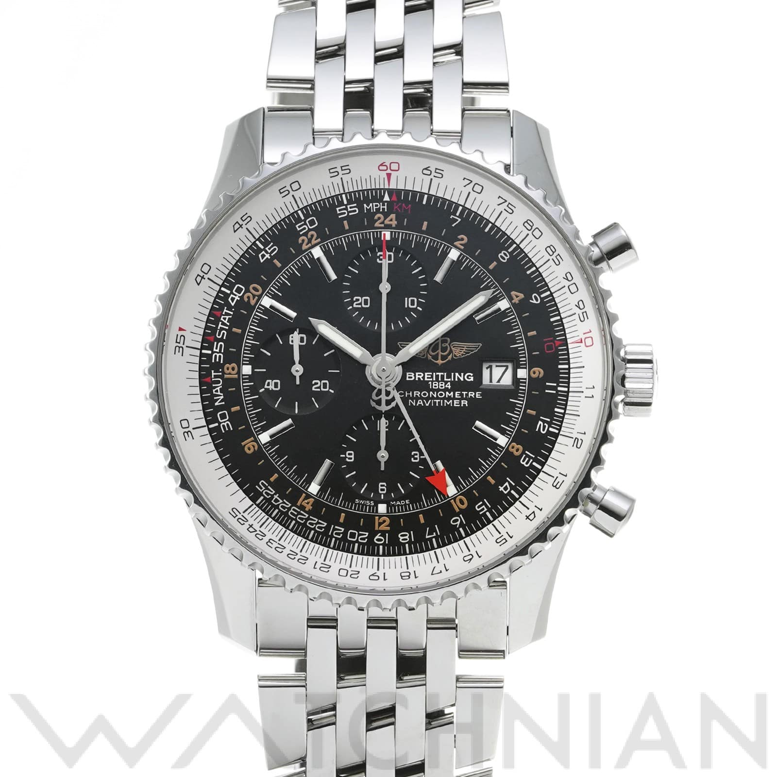 ブライトリング / BREITLING ナビタイマー ワールド A2432212/B726 ブラック メンズ 時計 【中古】【wristwatch】
