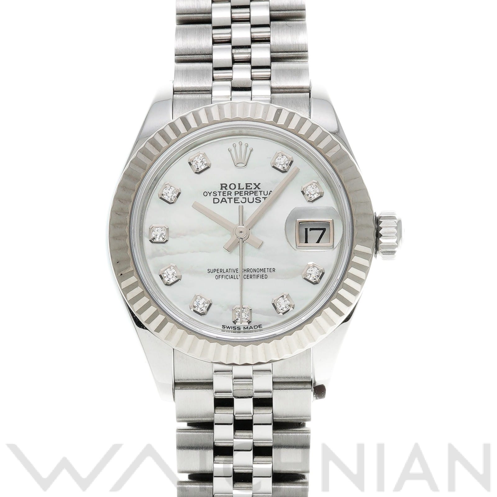 ロレックス レディ デイトジャスト 28 279174NG ホワイトシェル/ダイヤモンド レディース 時計 【中古】【wristwatch】