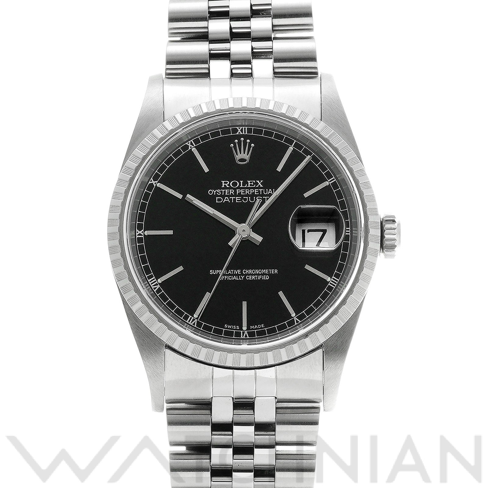 ロレックス デイトジャスト 16220 ブラック メンズ 時計 【中古】【wristwatch】