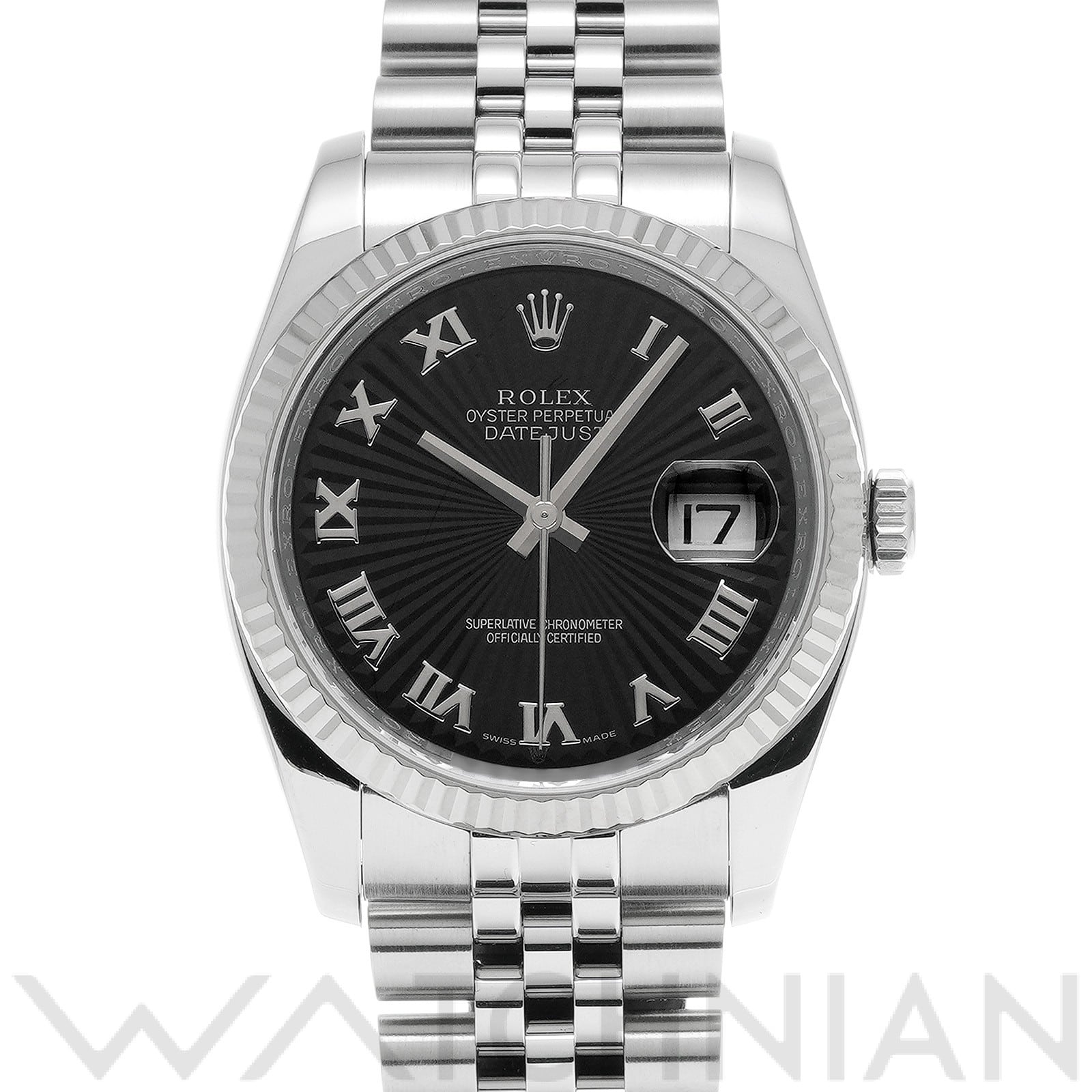 ロレックス デイトジャスト 36 116234 ブラック メンズ 時計 【中古】【wristwatch】