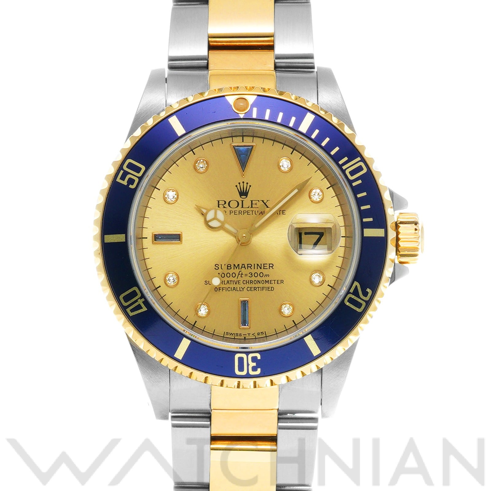 サブマリーナ デイト 16613SG U番(1998年頃製造) ブルー/ダイヤモンド/サファイア ロレックス ROLEX メンズ 【中古】