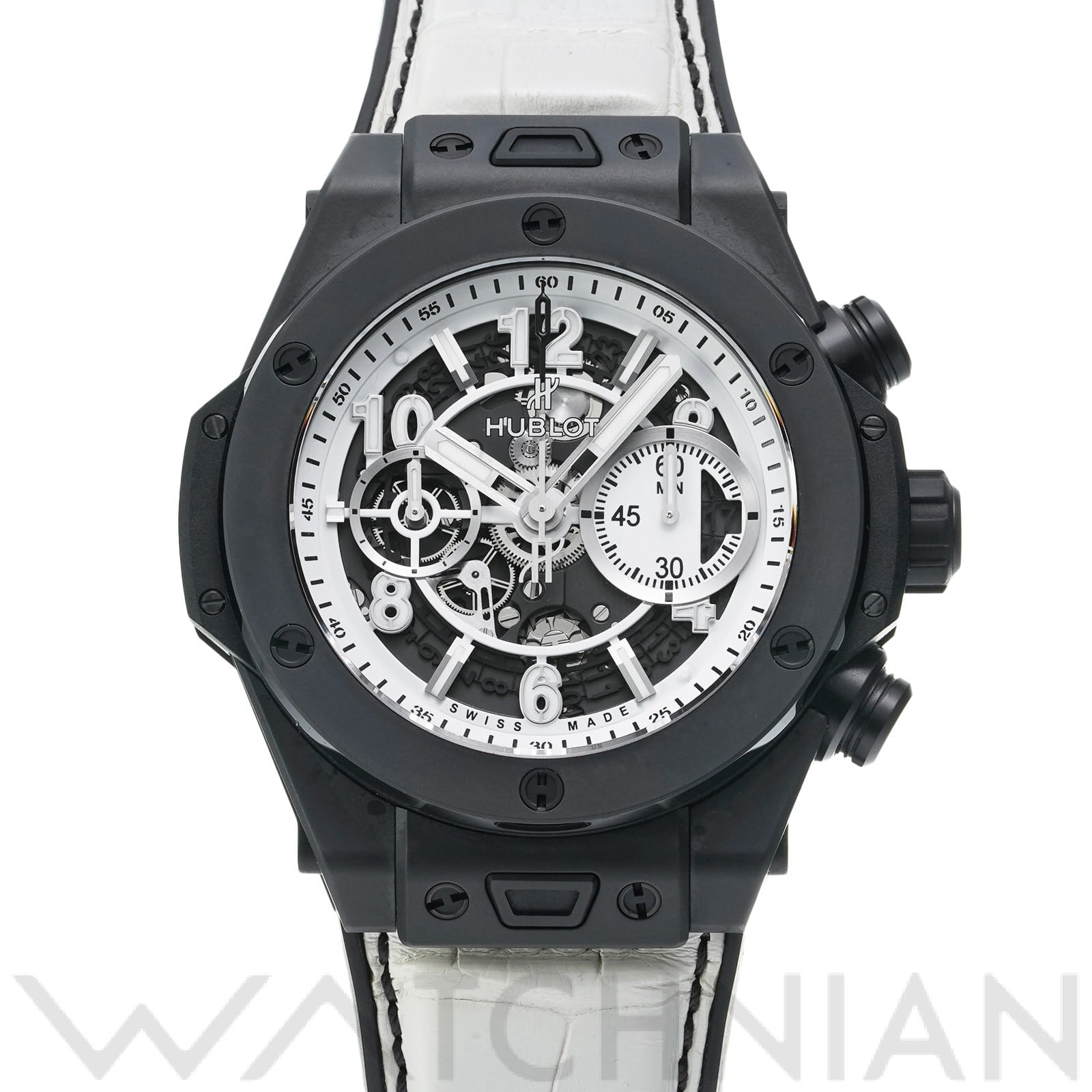 ビッグバン ウニコ ホワイトインブラック 411.CI.2010.LR.JPN16 マットホワイトスケルトン ウブロ HUBLOT メンズ 【中古】