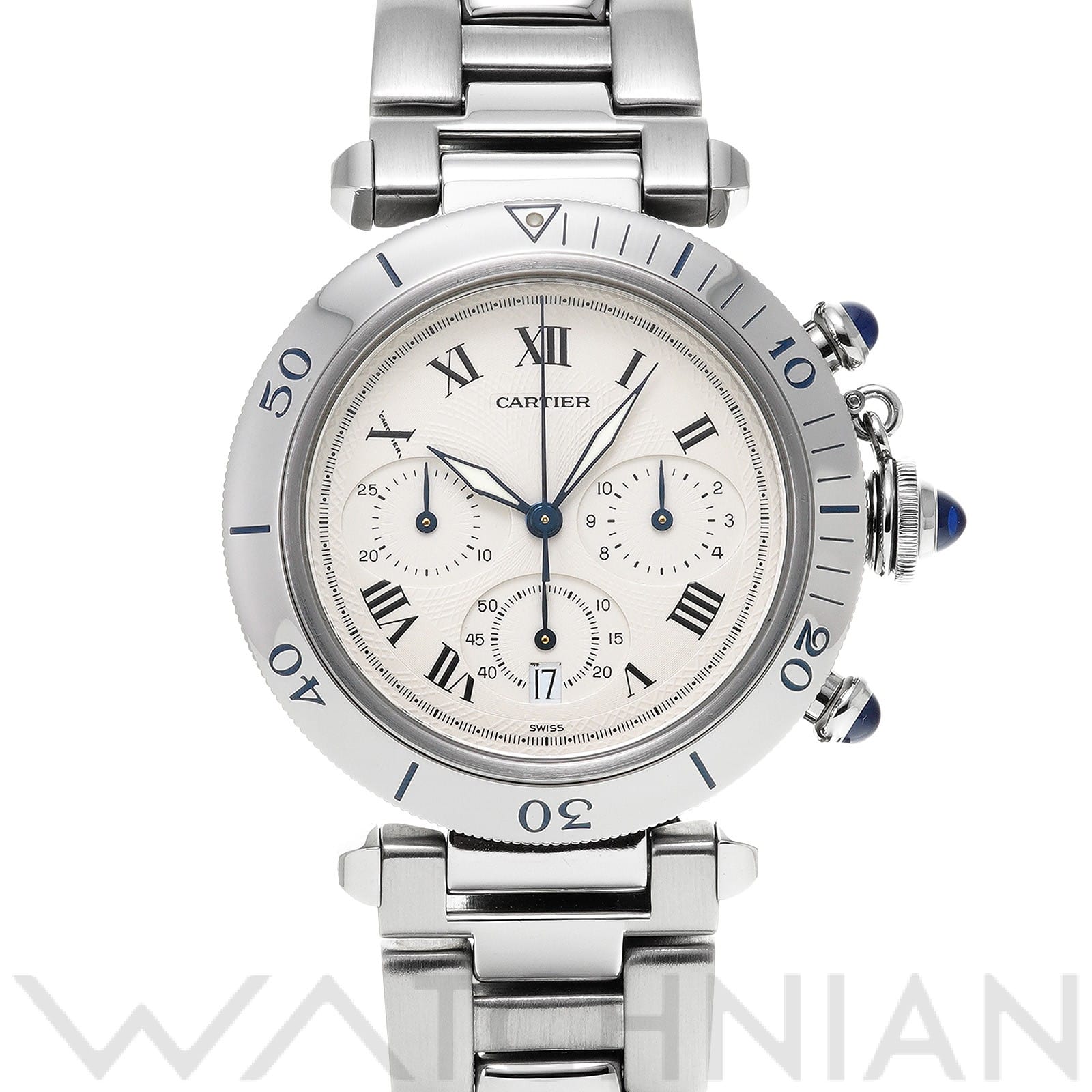 カルティエ / CARTIER パシャ ドゥ カルティエ 38mm クロノグラフ W31018H3 シルバー メンズ 時計 【中古】【wristwatch】