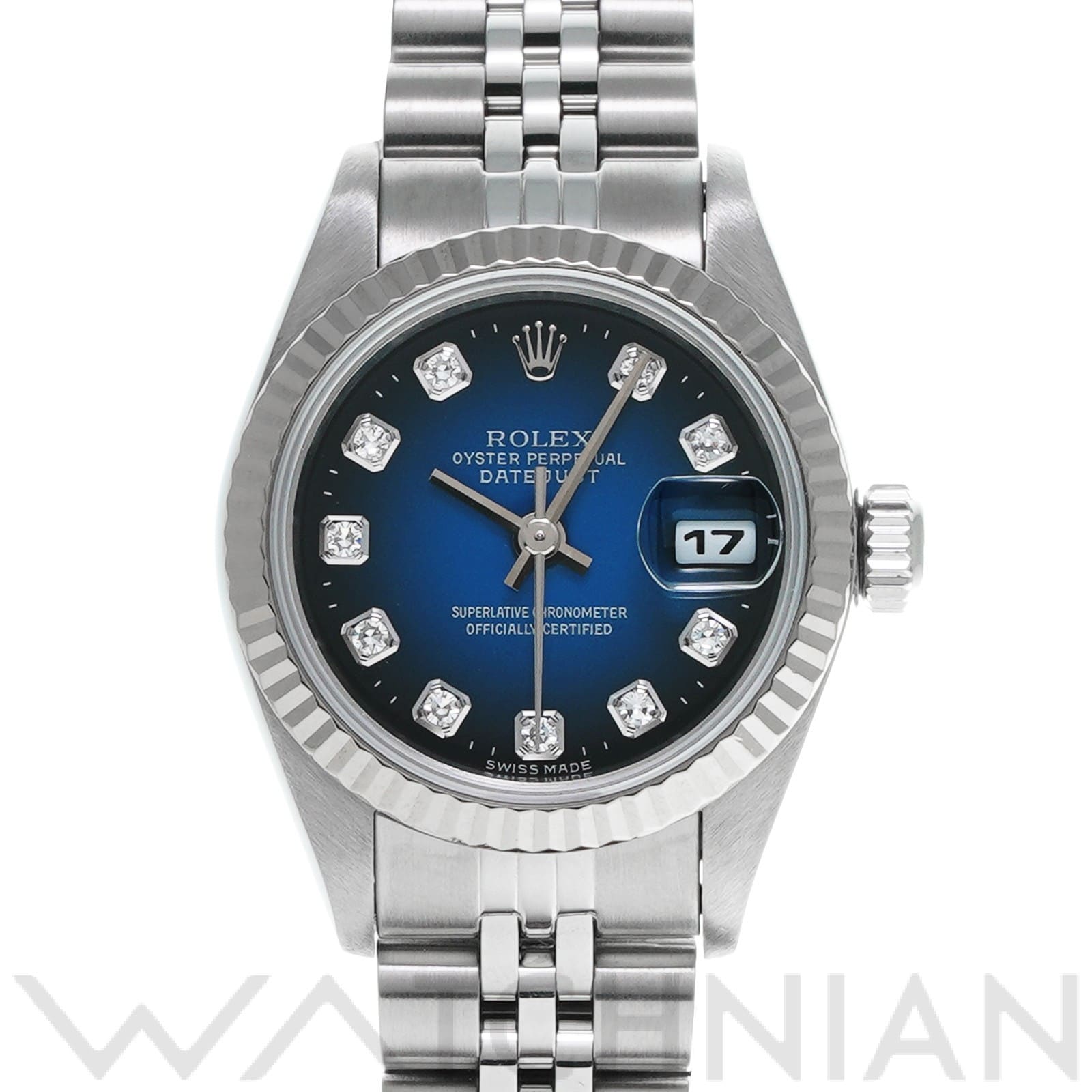 デイトジャスト 69174G U番(1998年頃製造) ブルー・グラデーション/ダイヤモンド ロレックス ROLEX レディース 【中古】