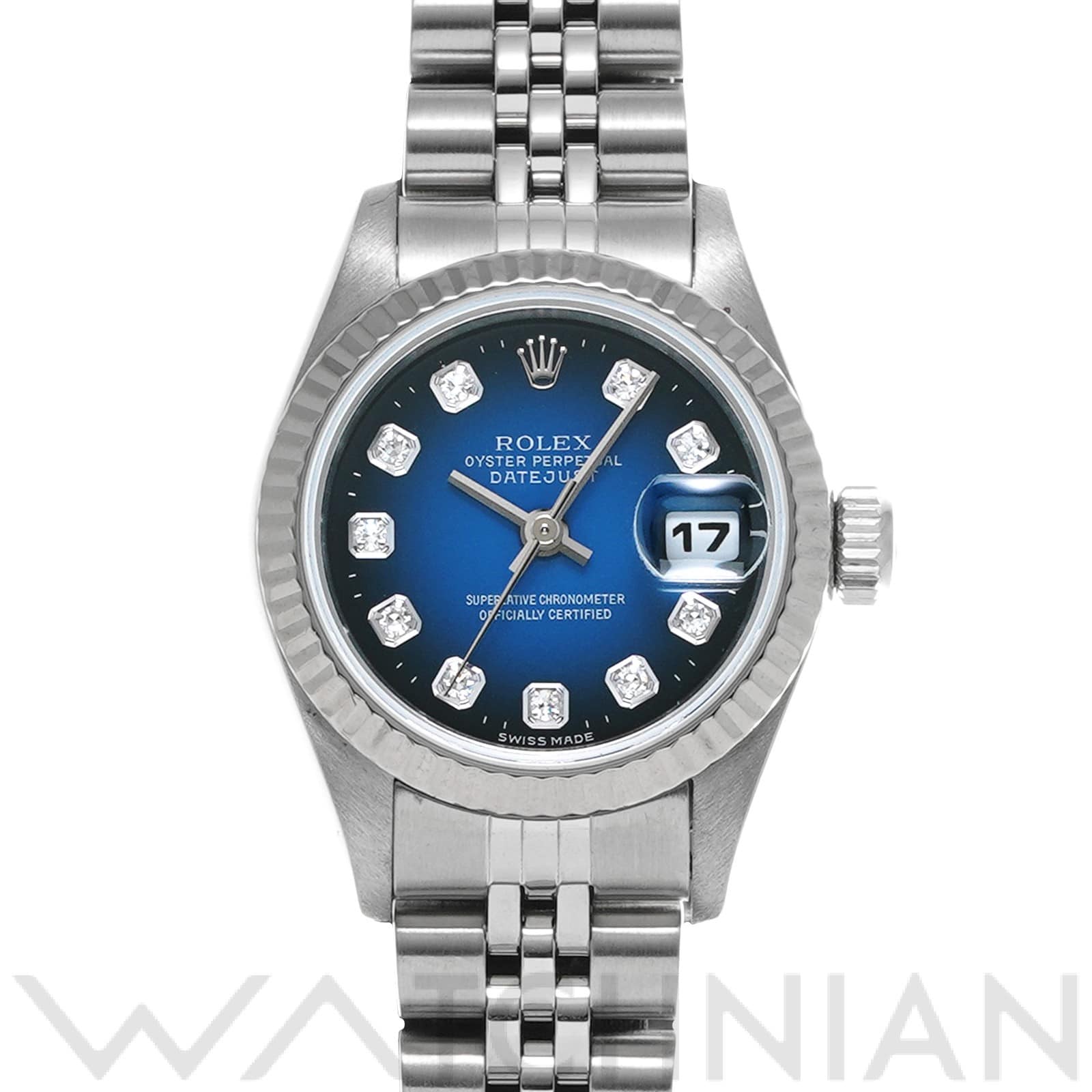 デイトジャスト 69174G W番(1996年頃製造) ブルー・グラデーション/ダイヤモンド ロレックス ROLEX レディース 【中古】