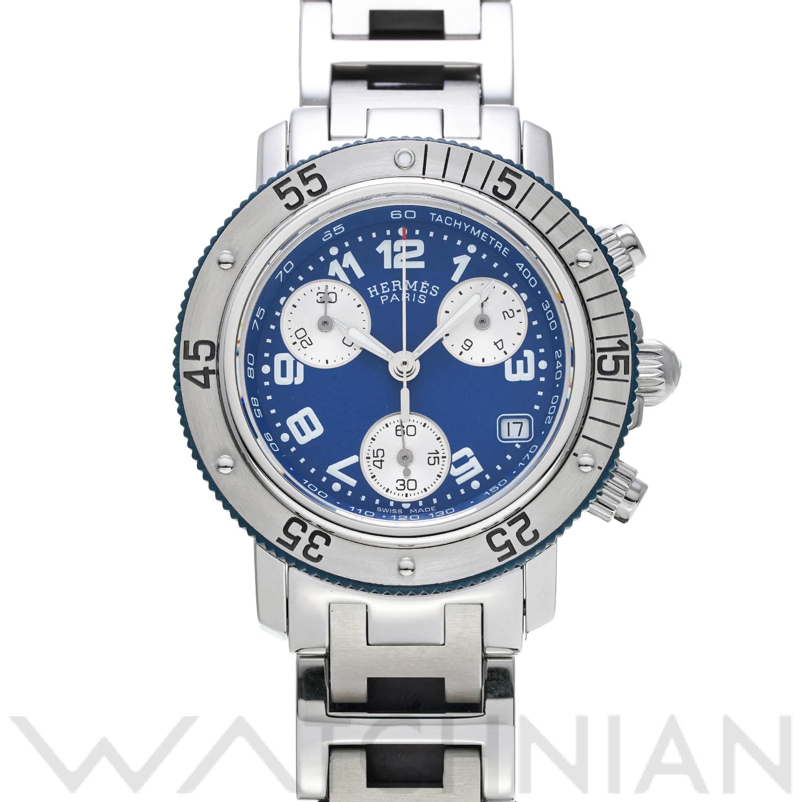 エルメス クリッパー ダイバー クロノグラフ CL2.317 ブルー/シルバー ユニセックス 時計 【中古】【wristwatch】