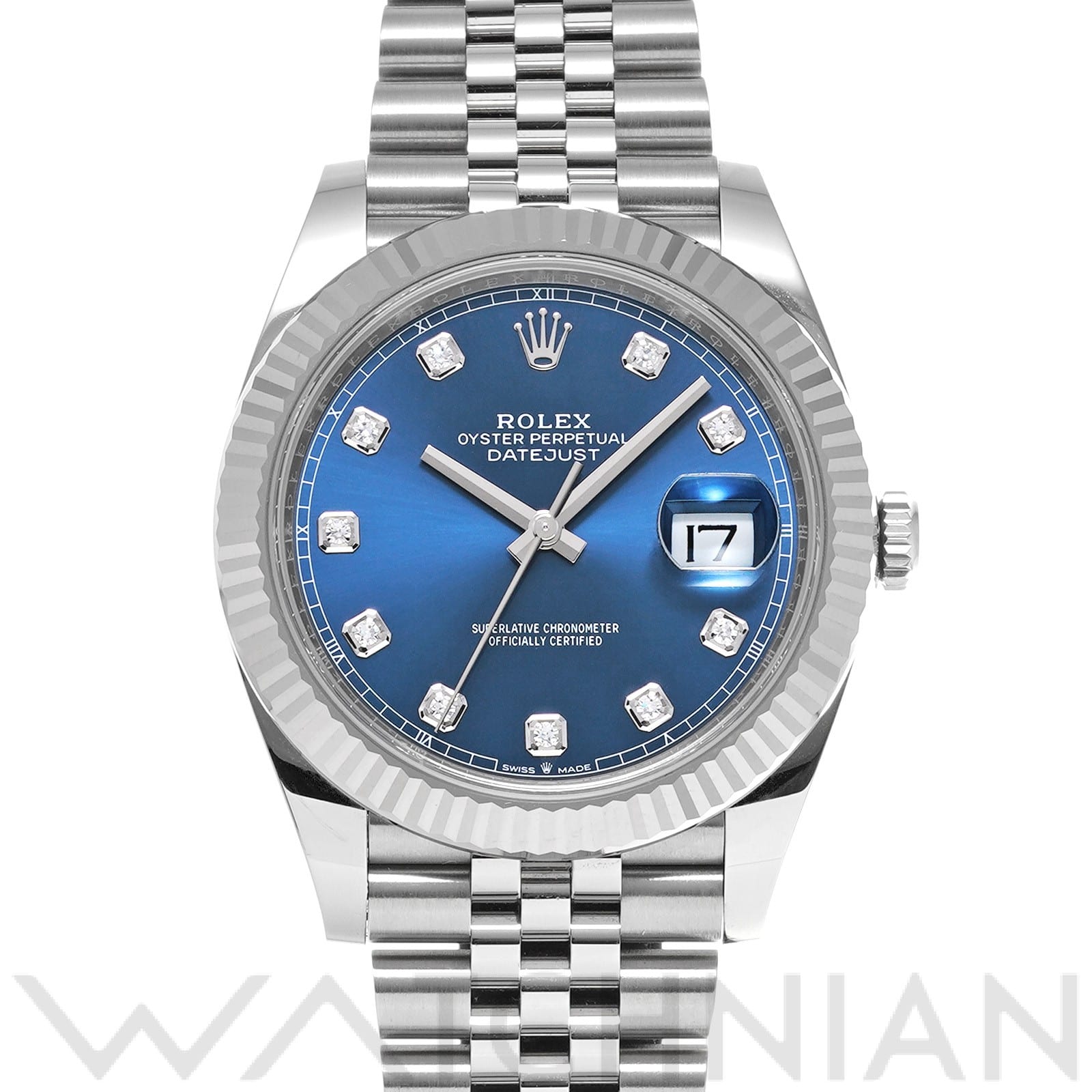 ロレックス デイトジャスト 41 126334G ブライトブルー/ダイヤモンド メンズ 時計 【中古】【wristwatch】