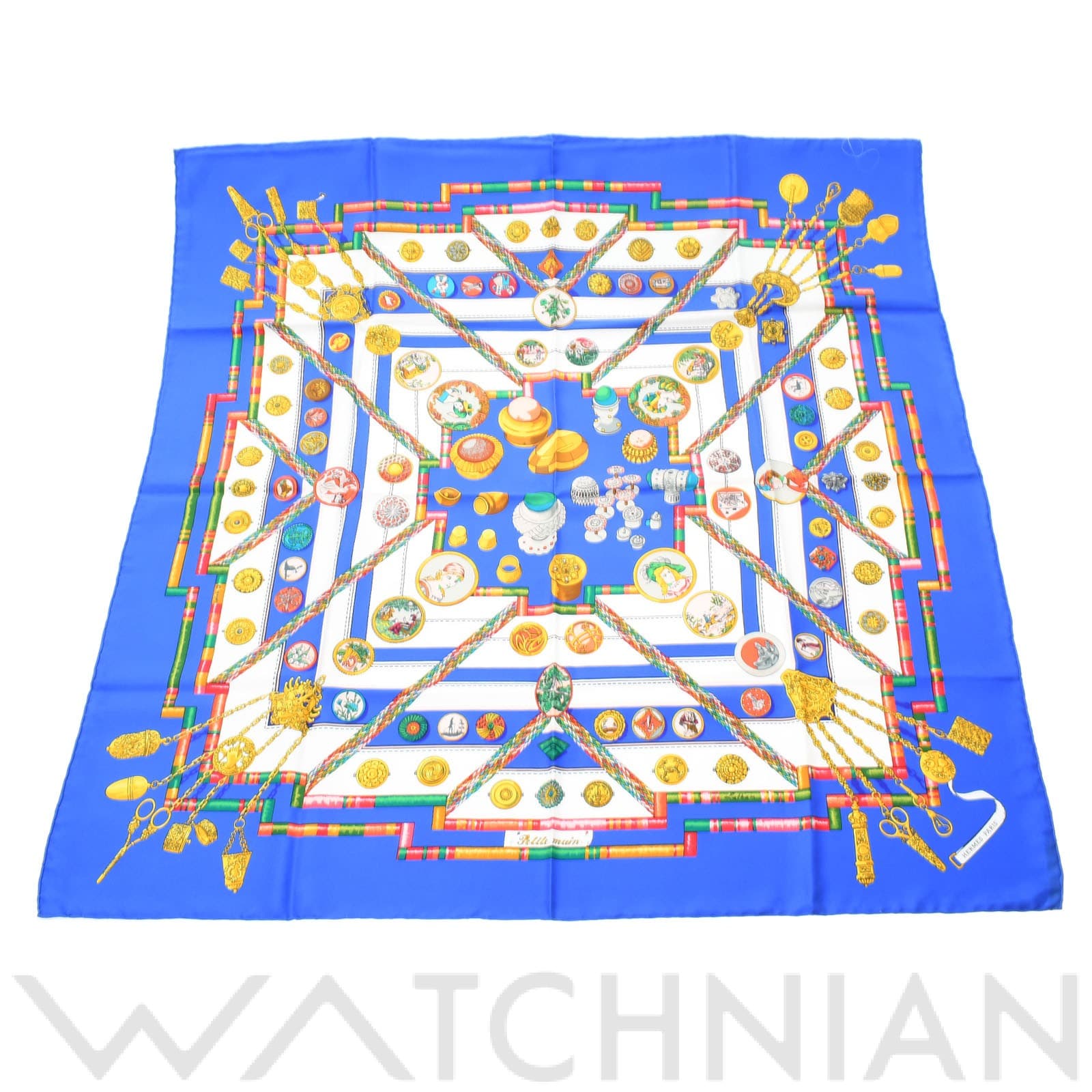 エルメス / HERMES カレ90 Pourvu qu'on ait l'ivresse 青 シルク100％ レディース 【中古】【other】