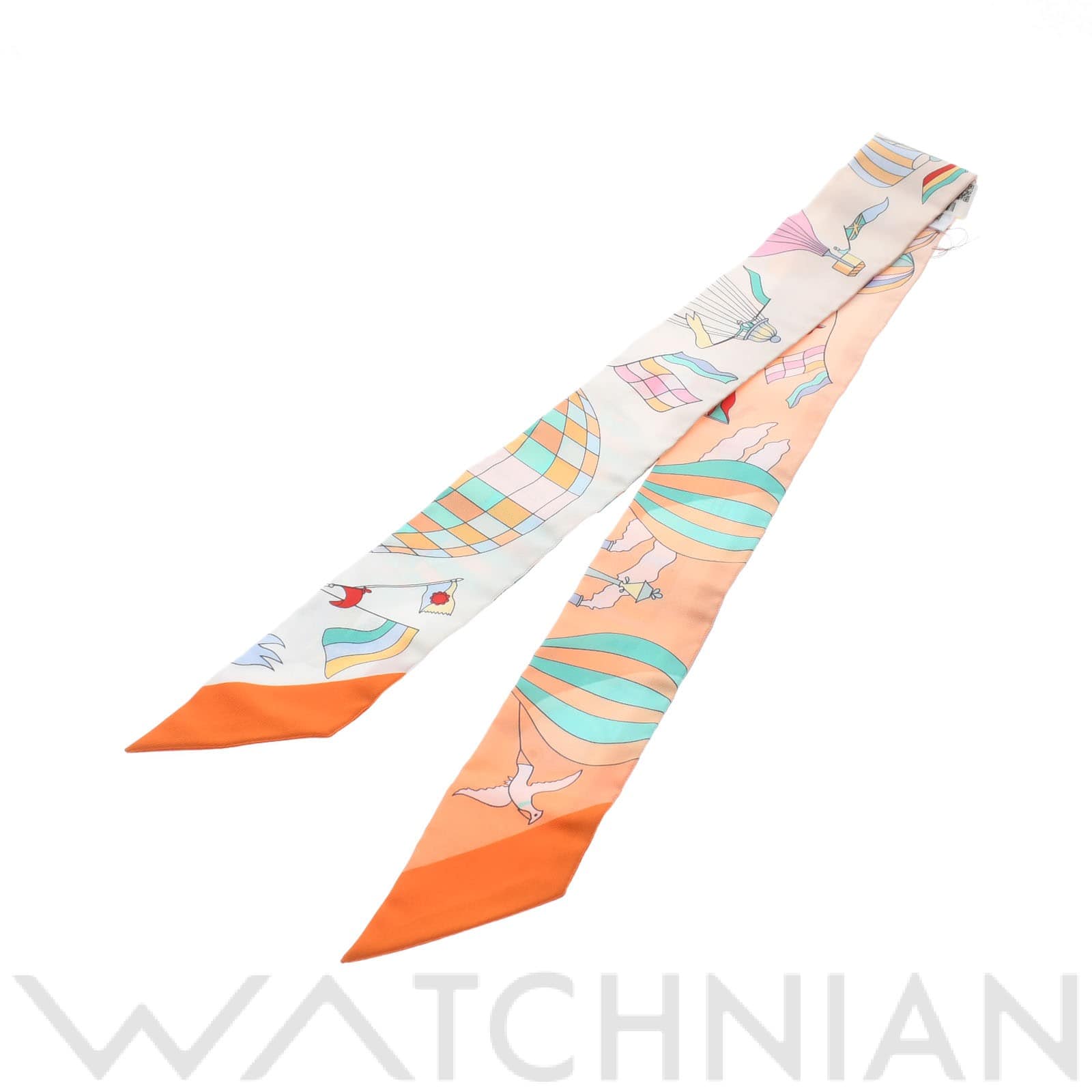 エルメス / HERMES ツイリー LES FOLIES DU CIEL オレンジ シルク100％ レディース 【新品】【other】