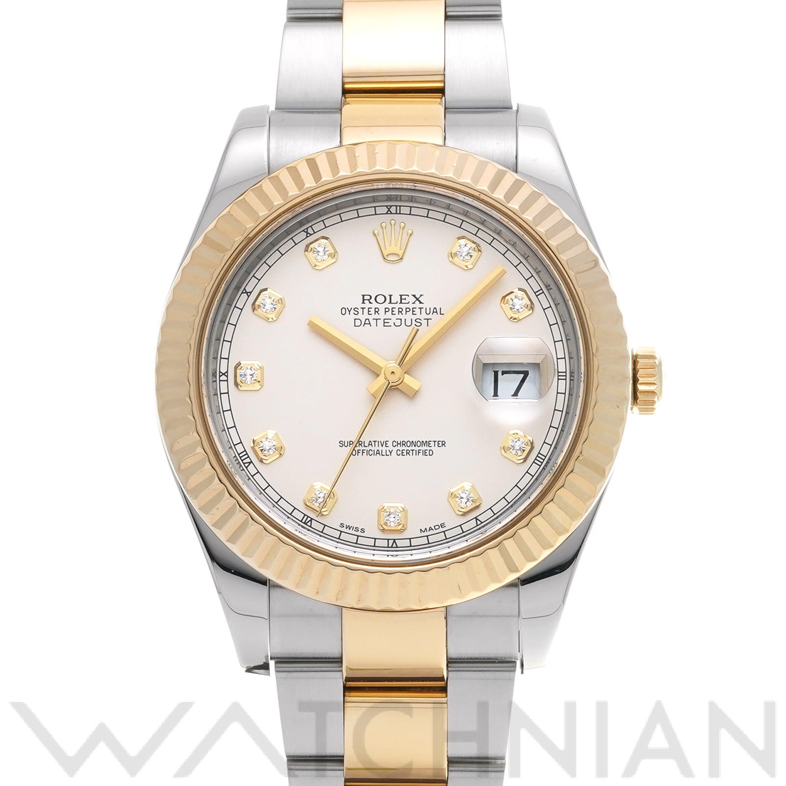 ロレックス デイトジャストII 116333G アイボリー/ダイヤモンド メンズ 時計 【中古】【wristwatch】