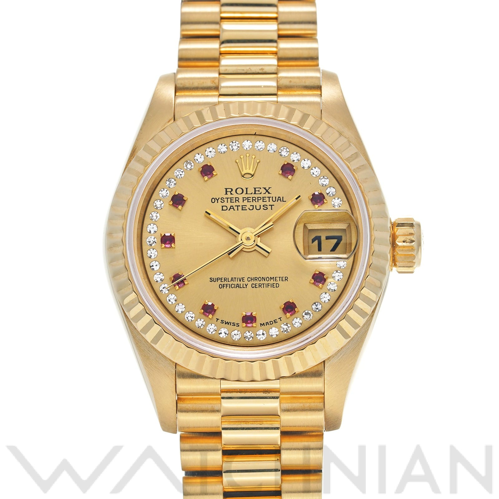デイトジャスト 69178LR W番(1994年頃製造) シャンパン/ダイヤモンド/ルビー ロレックス ROLEX レディース 【中古】