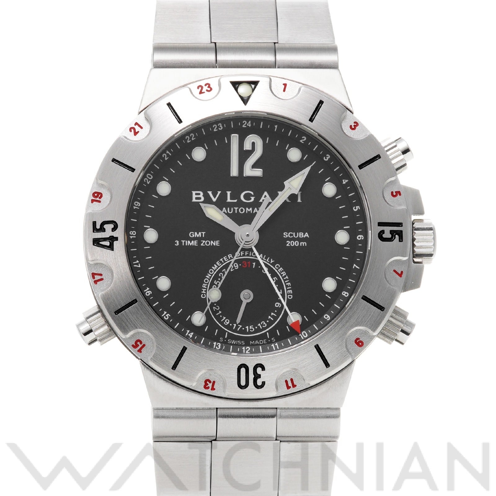 ブルガリ / BVLGARI ディアゴノ スクーバ GMT SD38SGMT ブラック メンズ 時計 【中古】【wristwatch】