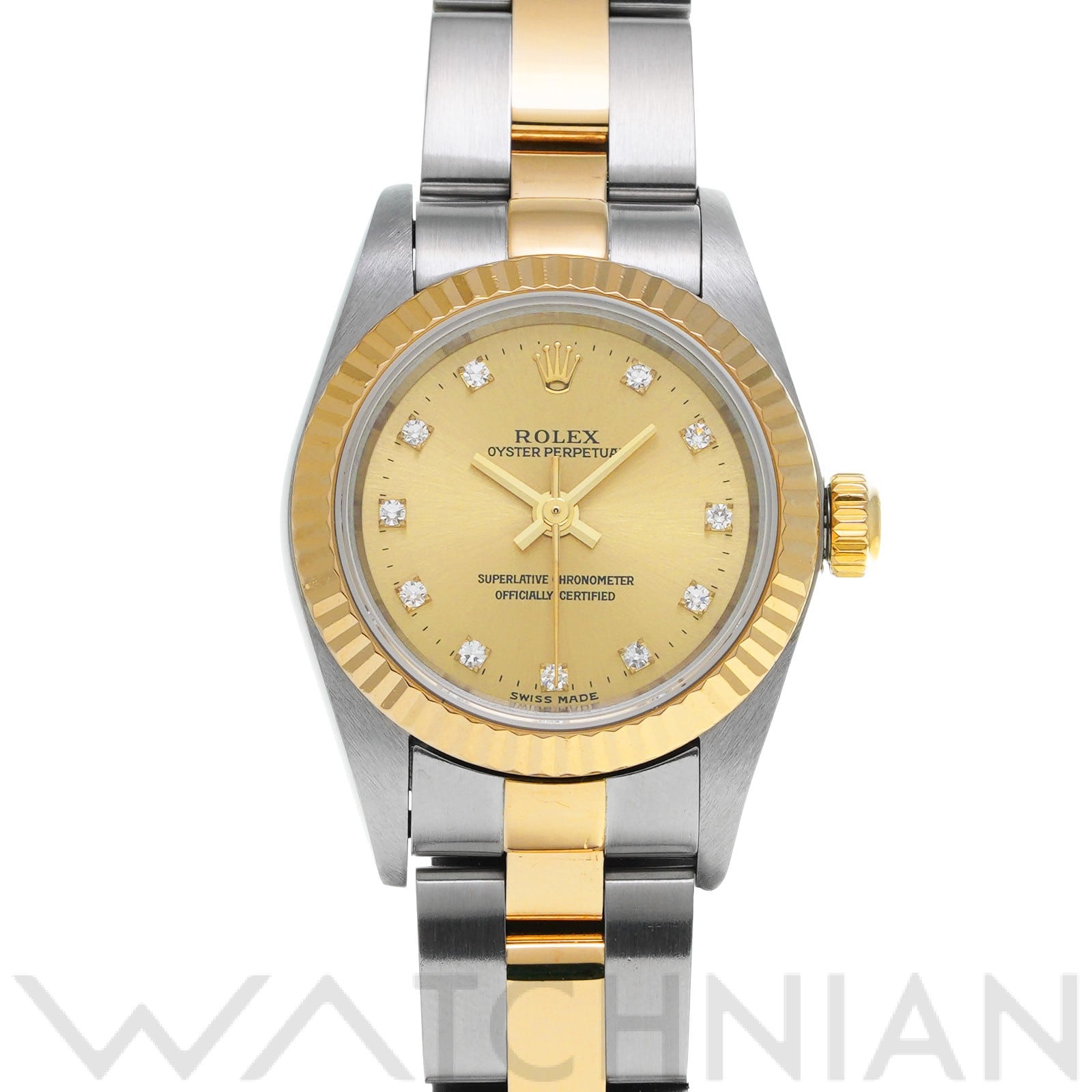 オイスターパーペチュアル 76193G A番(1999年頃製造) シャンパン/ダイヤモンド ロレックス ROLEX レディース 【中古】