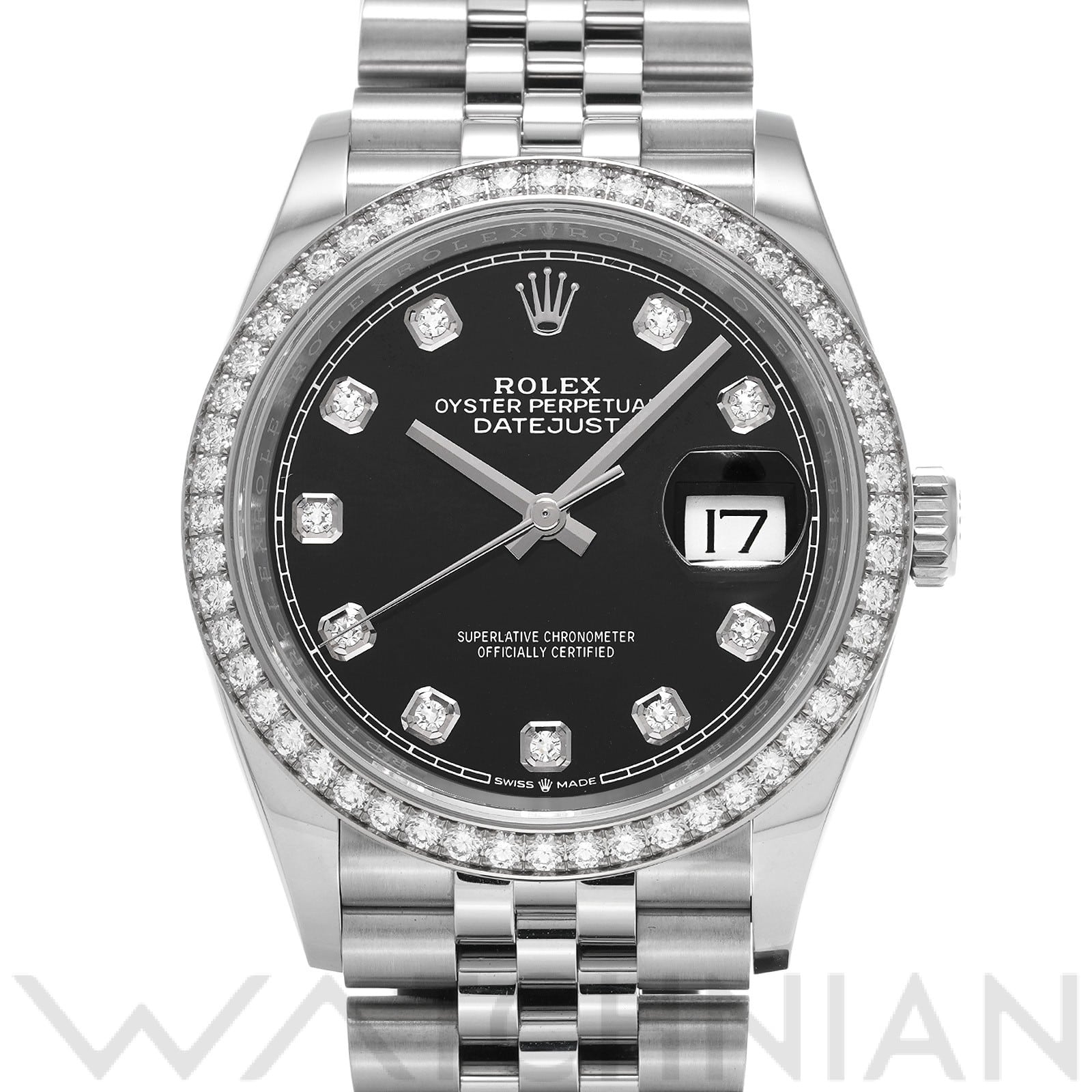 ロレックス デイトジャスト 36 126284RBR ブライトブラック/ダイヤモンド メンズ 時計 【中古】【wristwatch】