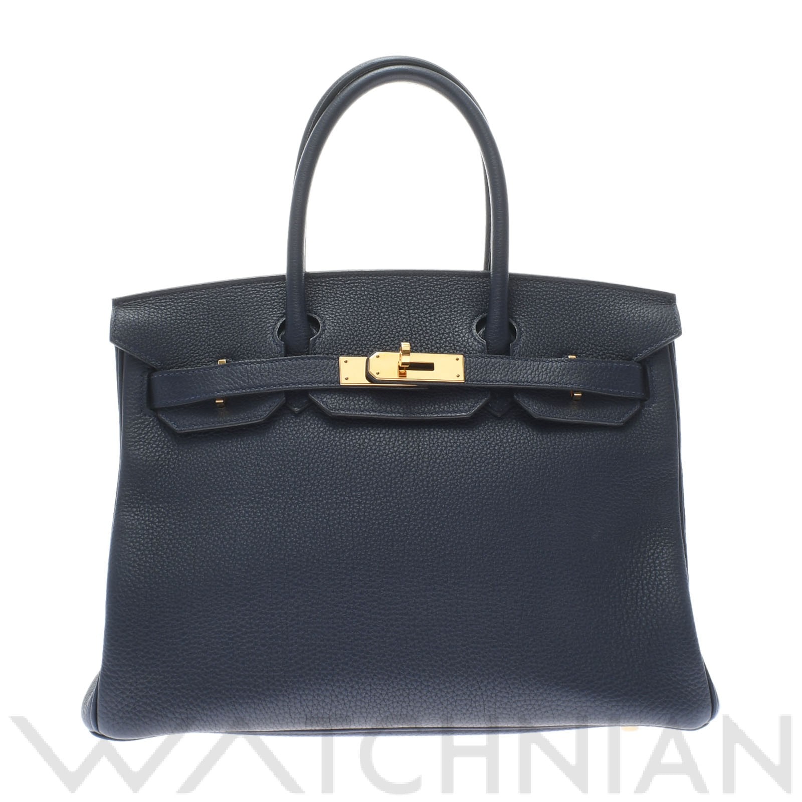 バーキン 30 ブルーニュイ/ゴールド金具 トゴ HERMES エルメス レディース 【中古】