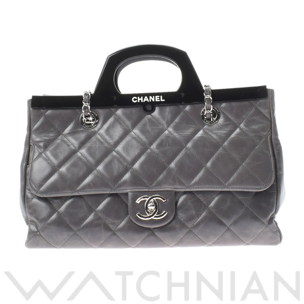 2Wayハンドバッグ CCデリバリー グレー/シルバー金具 A92580 レザー CHANEL シャネル レディース 【中古】: ブランドバッグ ｜WATCHNIAN(ウォッチニアン)公式通販/旧一風騎士