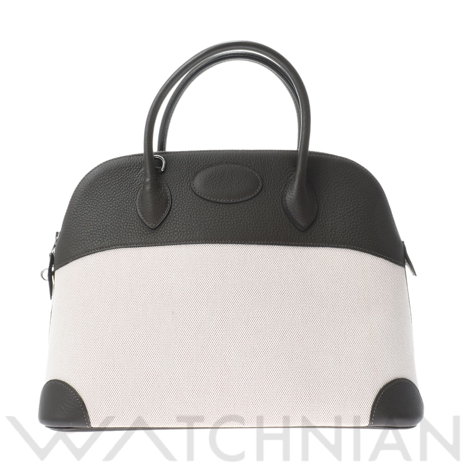 ボリード 35 オリーブ/シルバー金具 トワルアッシュ/アルデンヌ HERMES エルメス レディース 【中古】