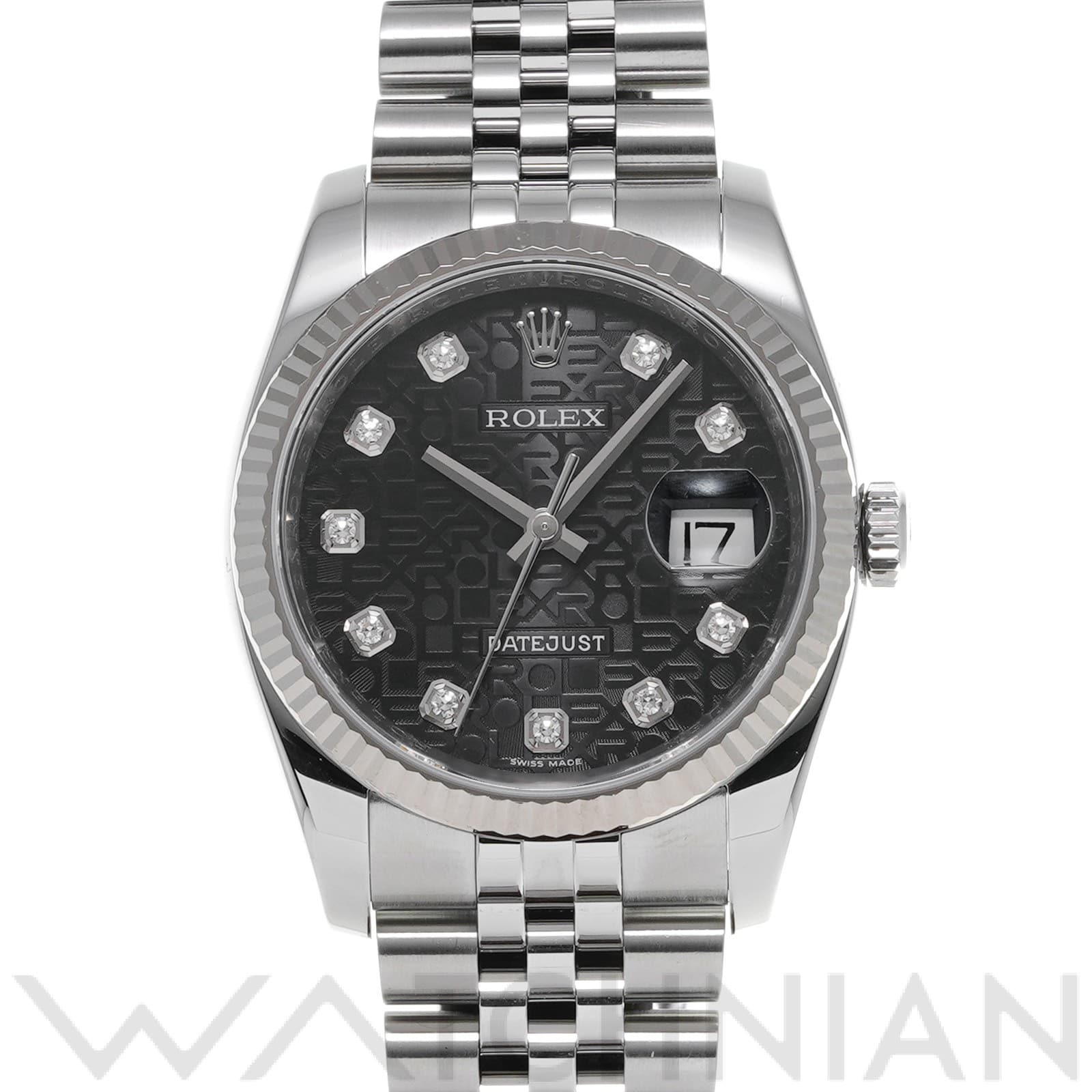 ロレックス デイトジャスト 36 116234G ブラックコンピュータ/ダイヤモンド メンズ 時計 【中古】【wristwatch】