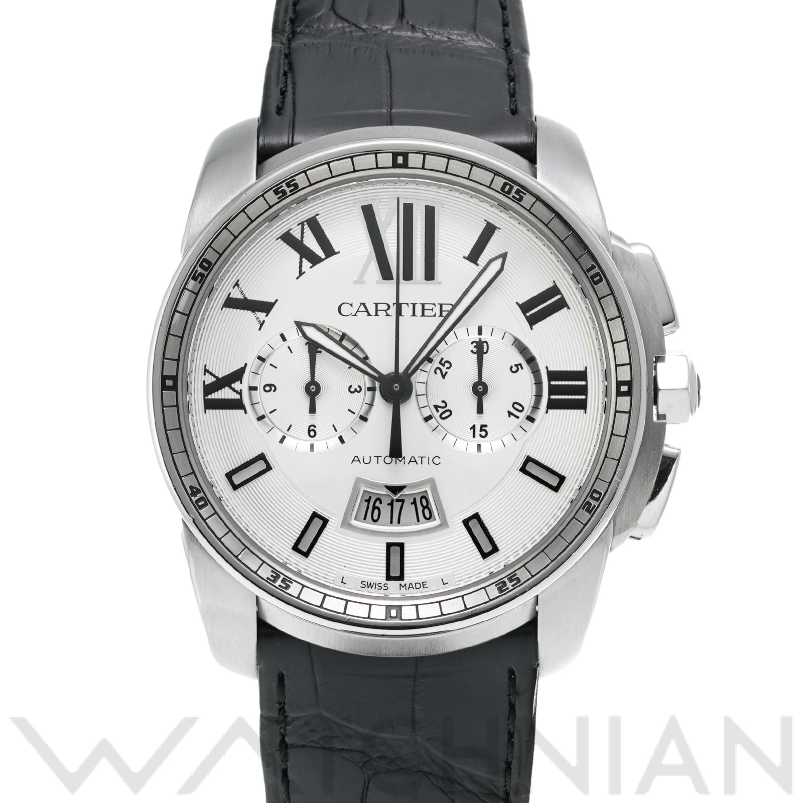 カリブル ドゥ カルティエ クロノグラフ W7100046 シルバー カルティエ CARTIER メンズ 【中古】